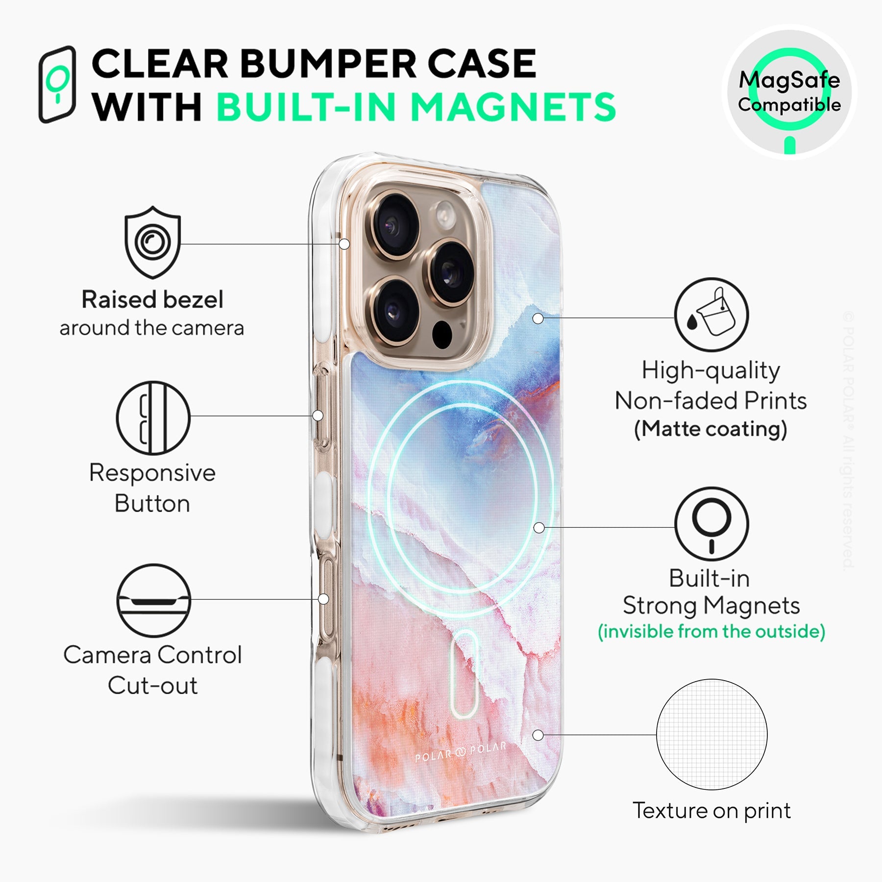 Almond Coast - iPhone 16 Pro Max Clear Bumper MagSafe Case