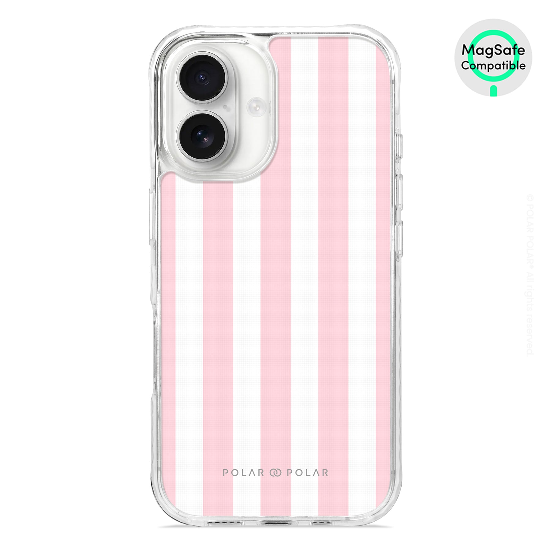 Baby Pink Stripe - iPhone 16 Clear Bumper MagSafe Case