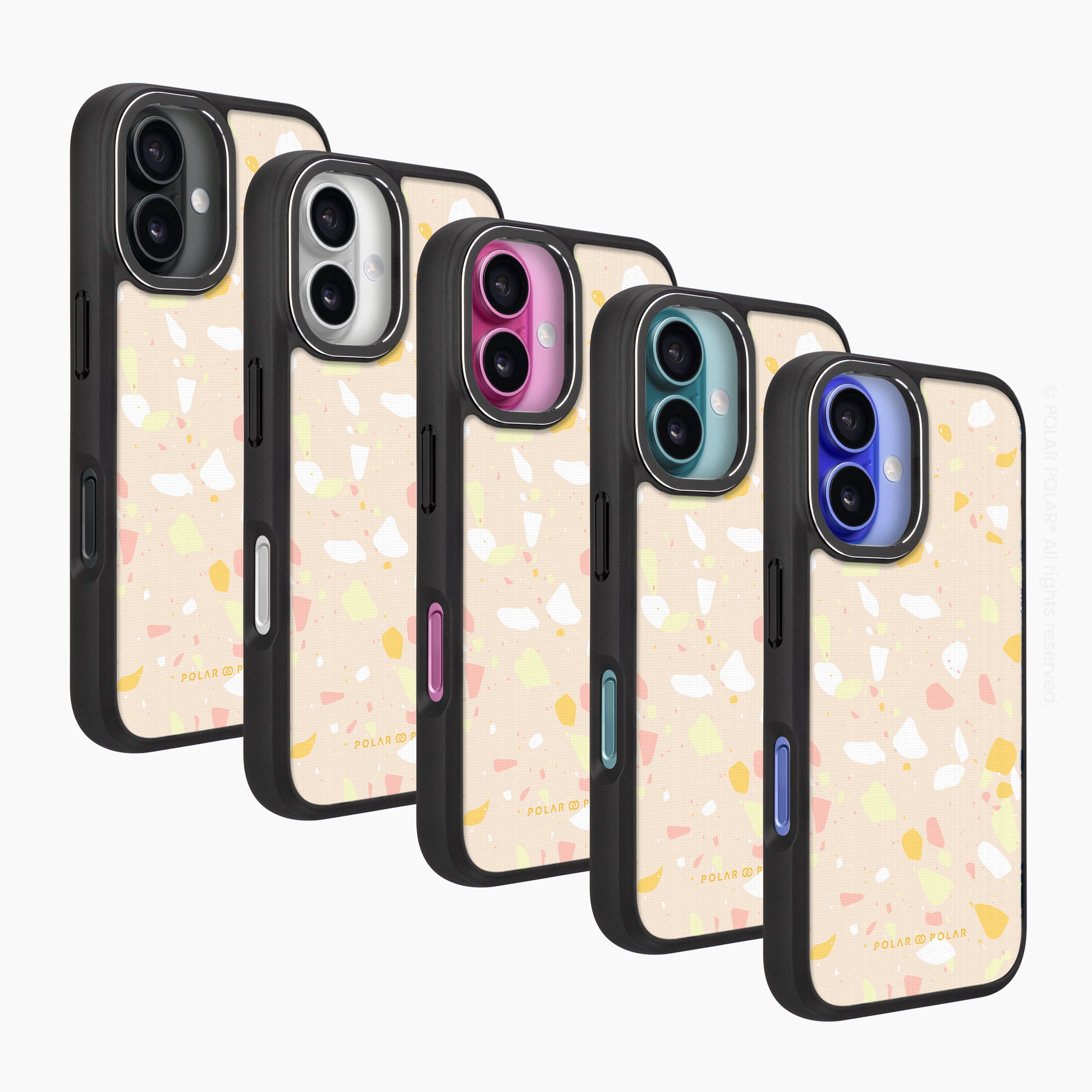 Beige Terrazzo - iPhone 16 Frosted Black Bumper MagSafe Case
