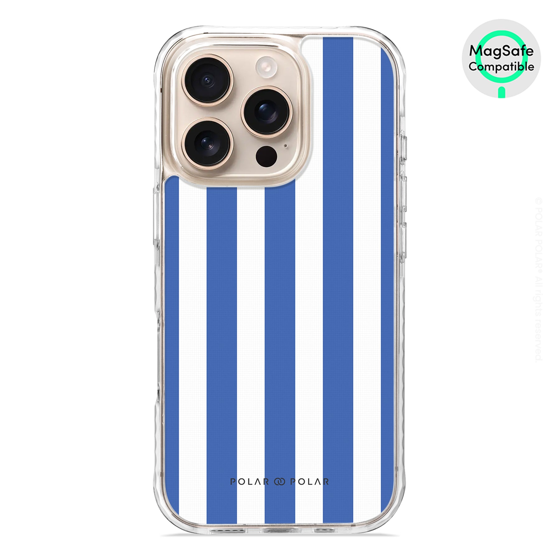 Blue Stripe - iPhone 16 Pro Clear Bumper MagSafe Case