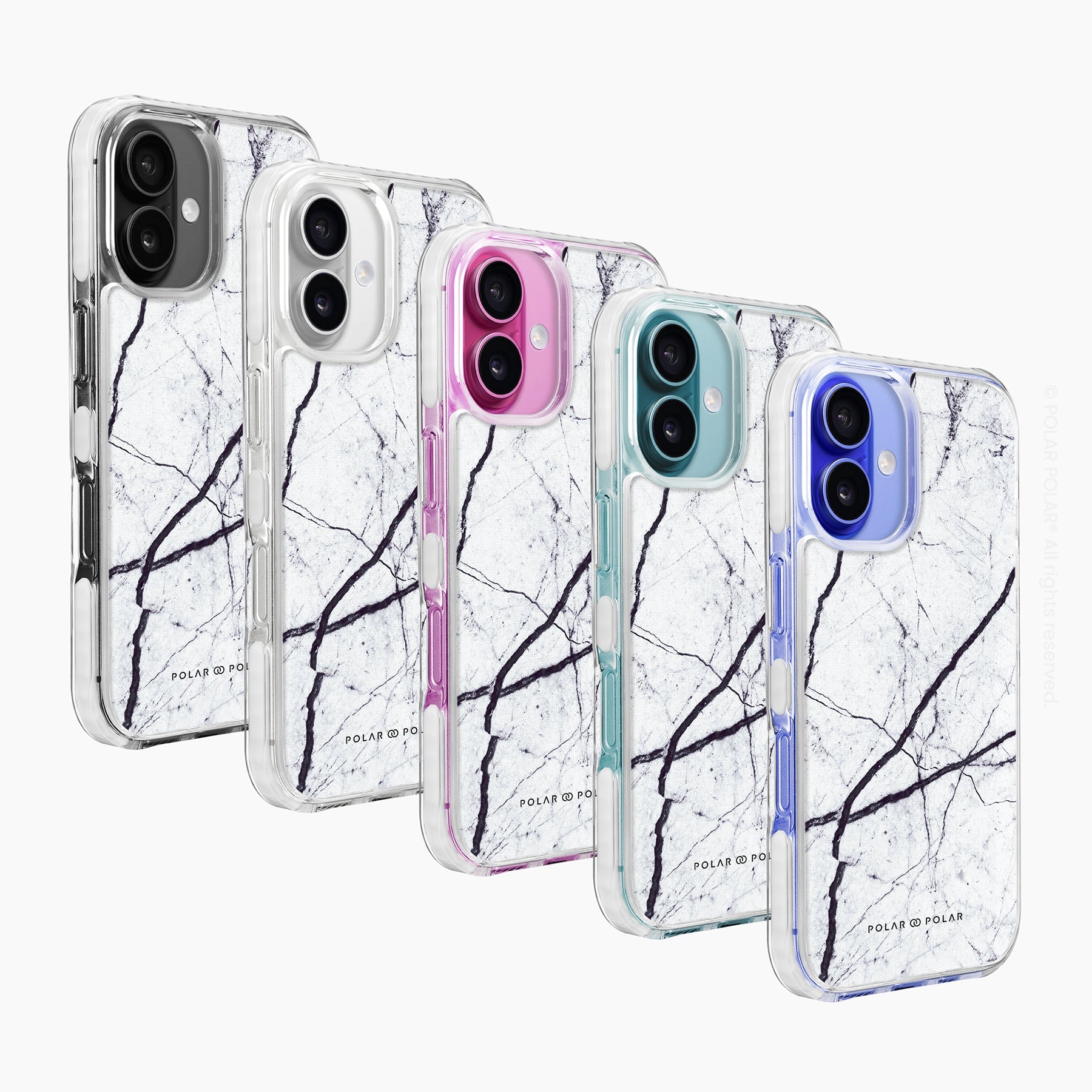 經典白色雲石紋 - iPhone 16 Plus 透明邊防摔 MagSafe 手機殼