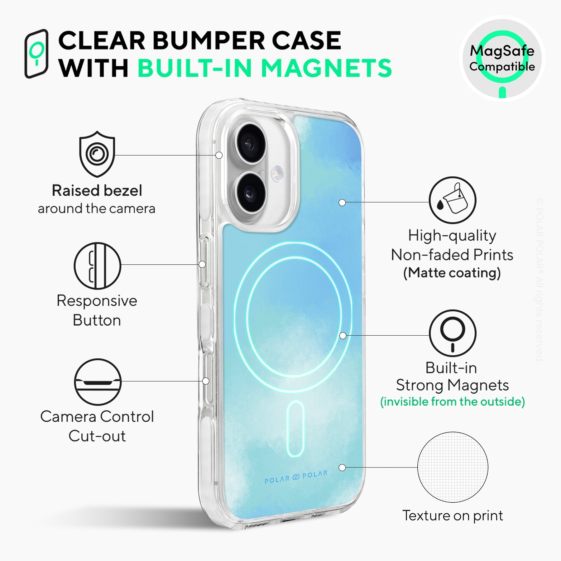 Clouds in Spring - iPhone 16 Clear Bumper MagSafe Case