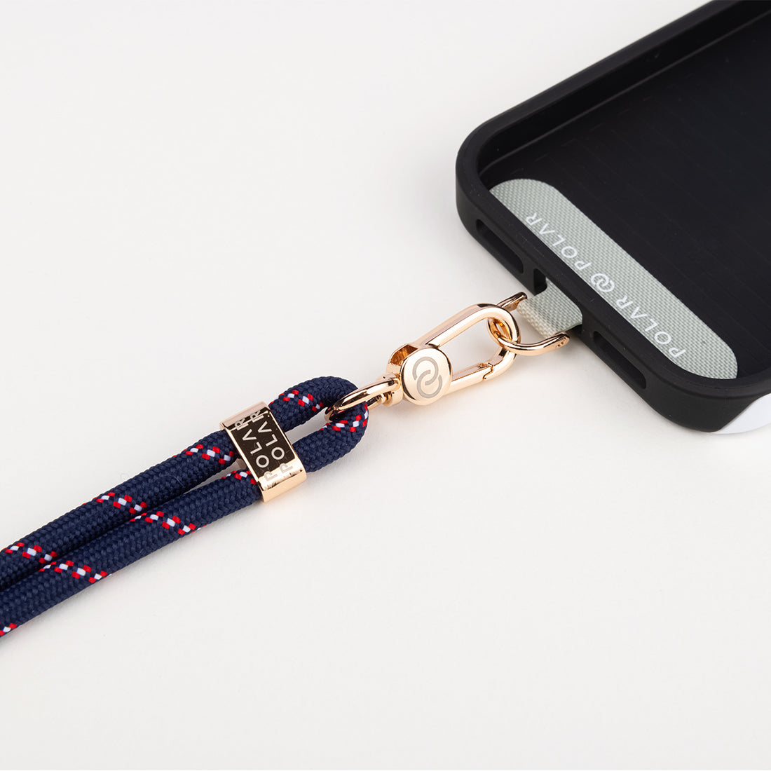 Dark Blue Red Dot Crossbody Phone Strap with Card