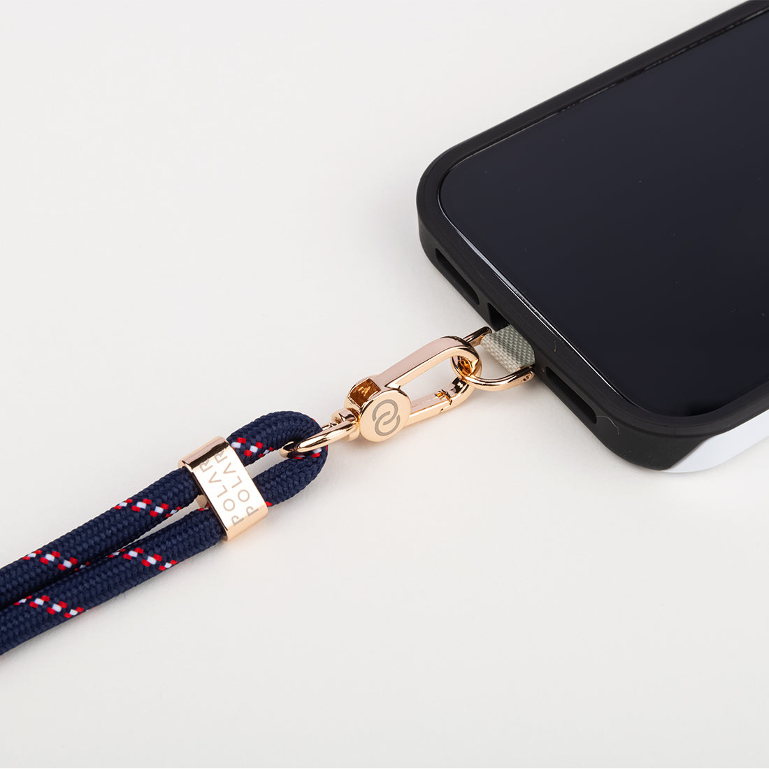 Dark Blue Red Dot Crossbody Phone Strap with Card