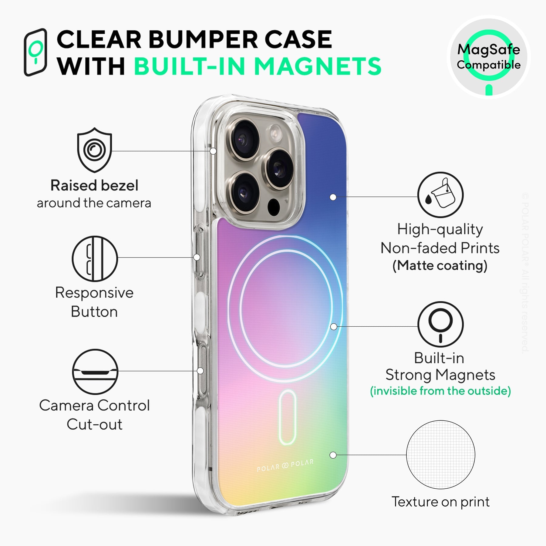 Daydream Holo - iPhone 16 Pro Clear Bumper MagSafe Case
