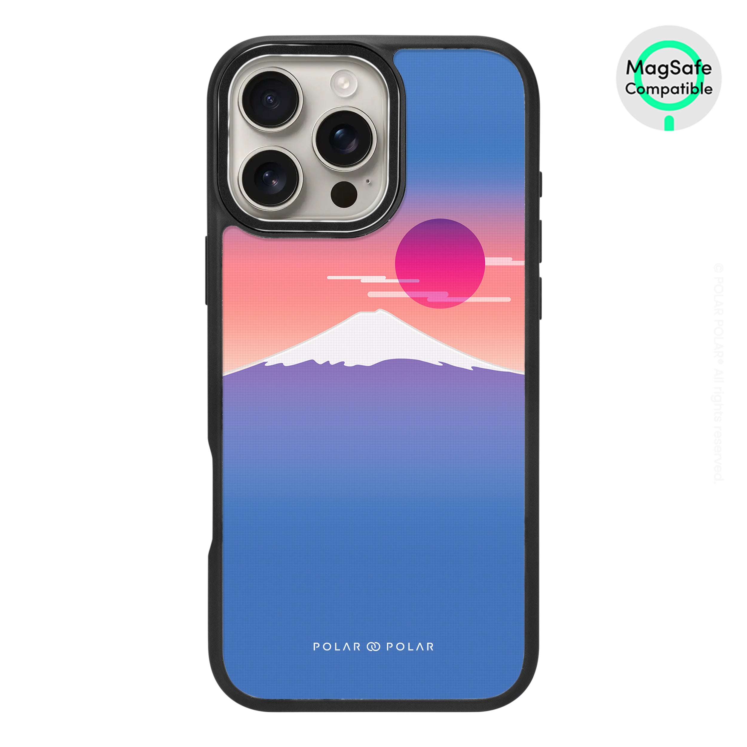 Fujisan Blue - iPhone 16 Pro Max Frosted Black Bumper MagSafe Case