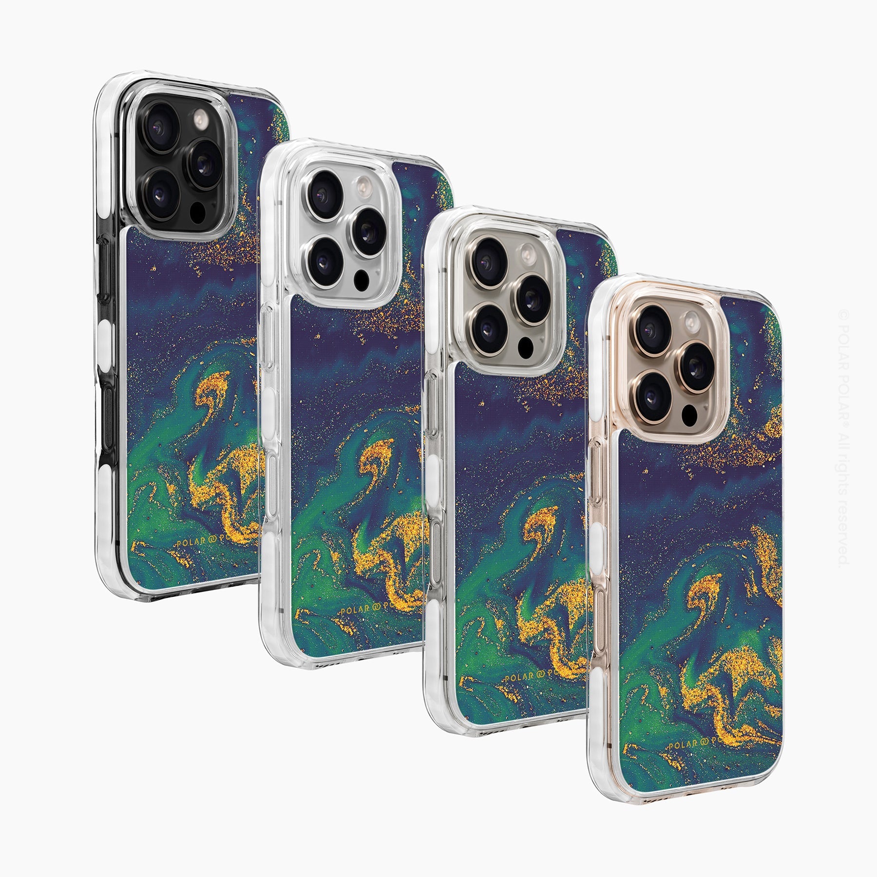 午夜綠流沙紋 - iPhone 16 Pro Max 透明邊防摔 MagSafe 手機殼