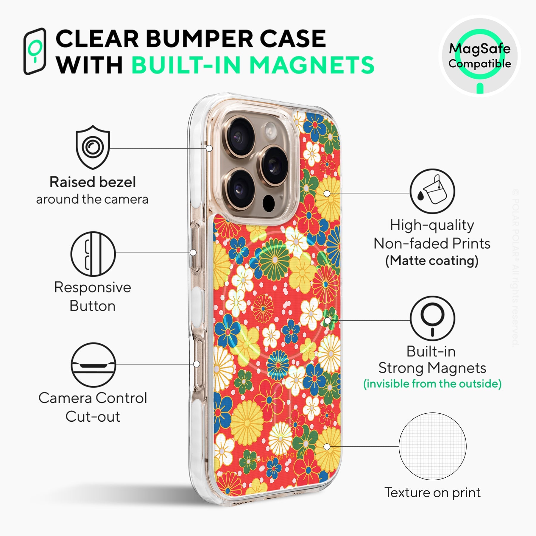 Japan Blossoms - iPhone 16 Pro Max Clear Bumper MagSafe Case