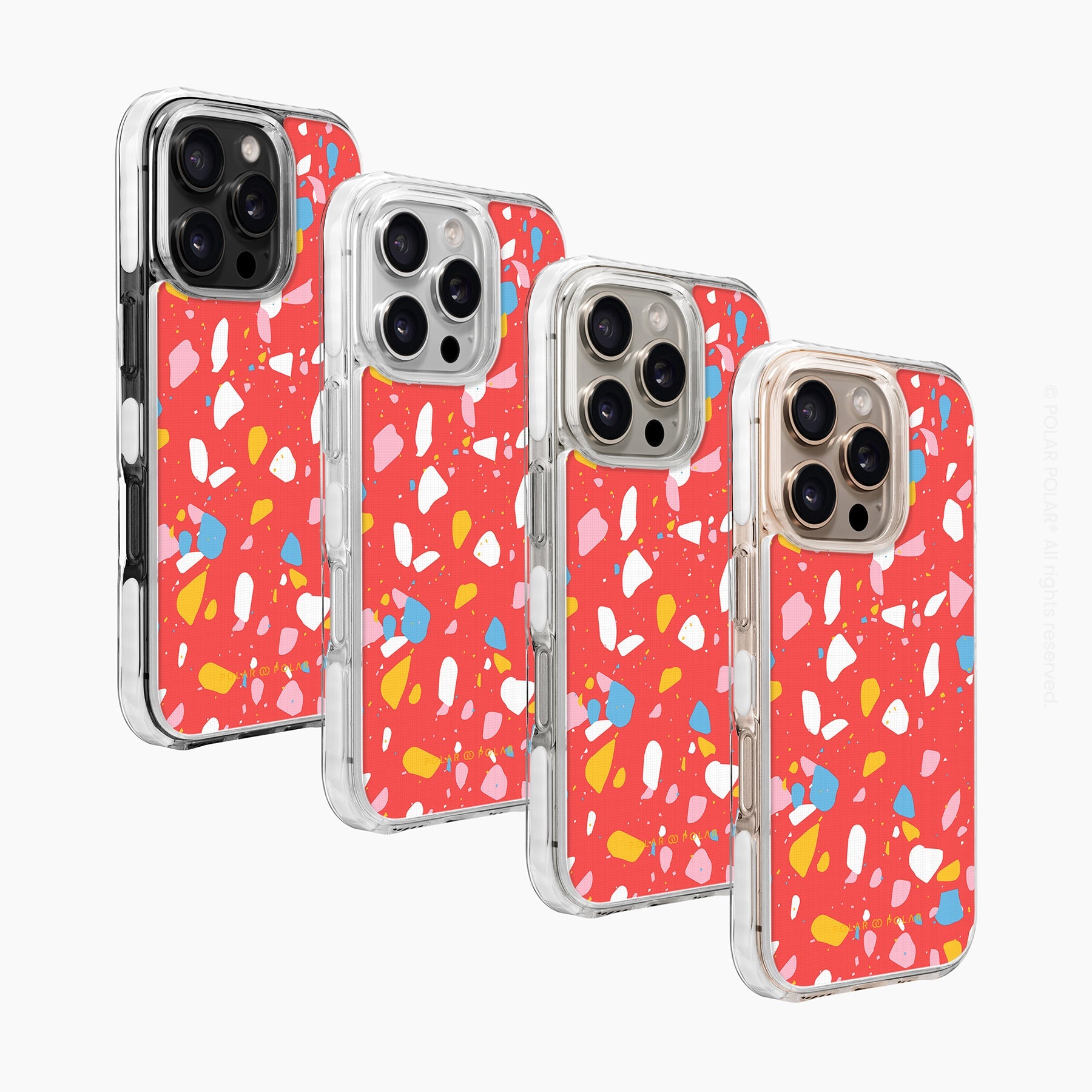 珊瑚紅水磨石 - iPhone 16 Pro Max 透明邊防摔 MagSafe 手機殼