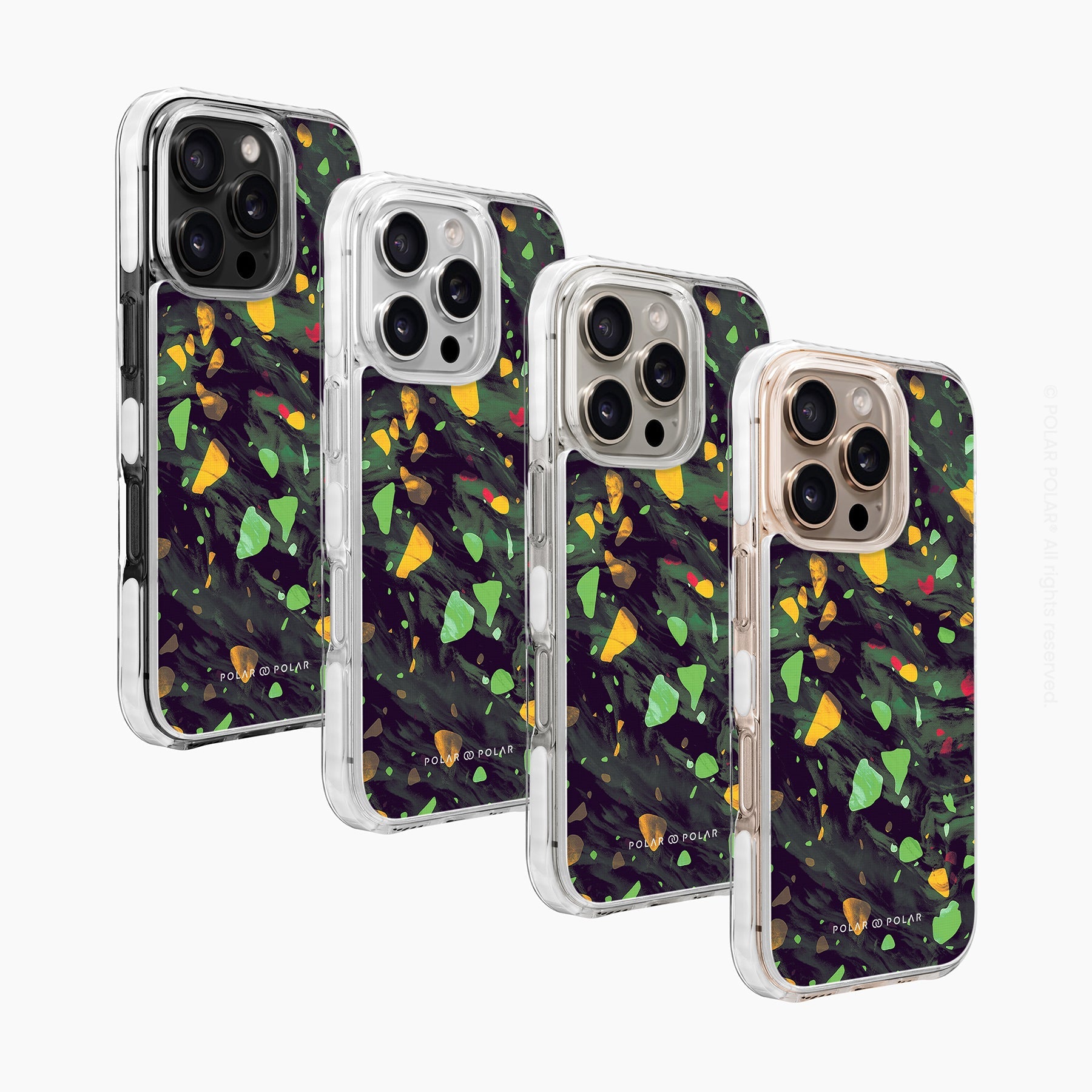 Malachite Terrazzo Gem - iPhone 16 Pro Max Clear Bumper MagSafe Case
