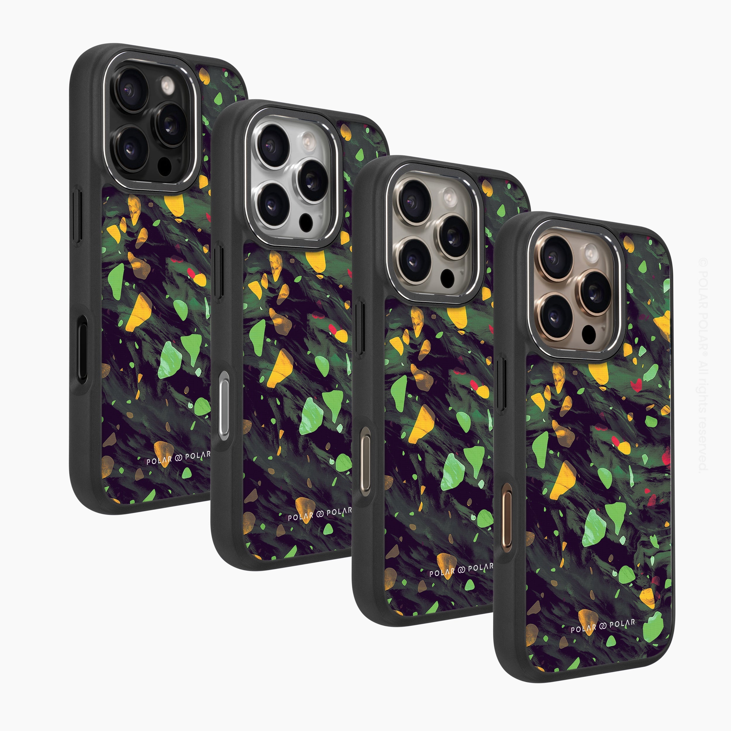 Malachite Terrazzo Gem - iPhone 16 Pro Max Frosted Black Bumper MagSafe Case