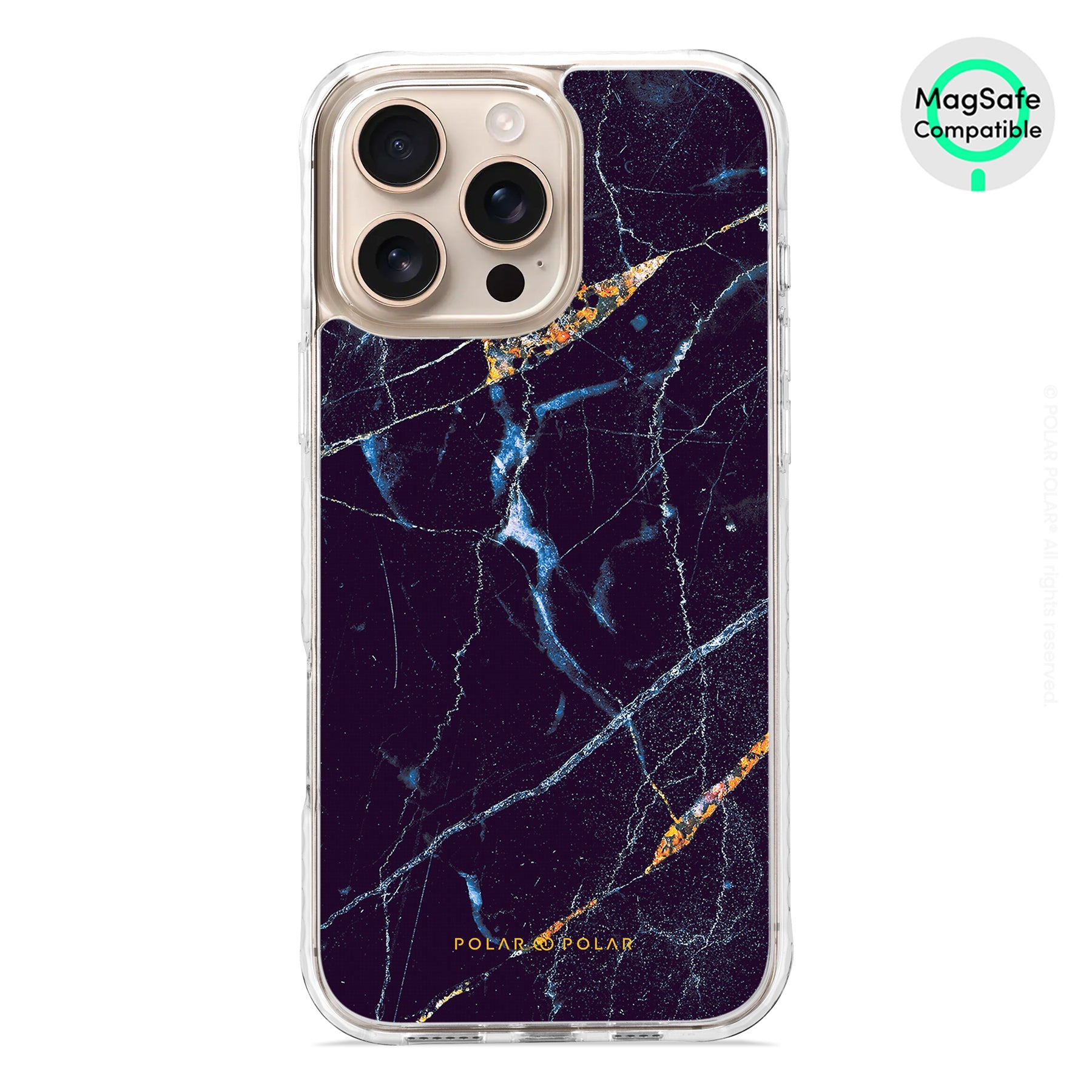 Midnight Marble - iPhone 16 Pro Max Clear Bumper MagSafe Case