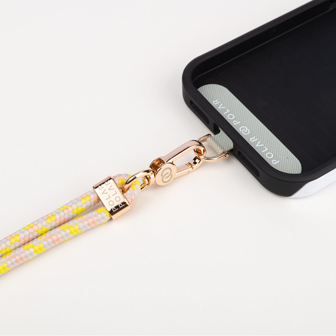 Neon Yellow Twist Crossbody Phone Strap with Card