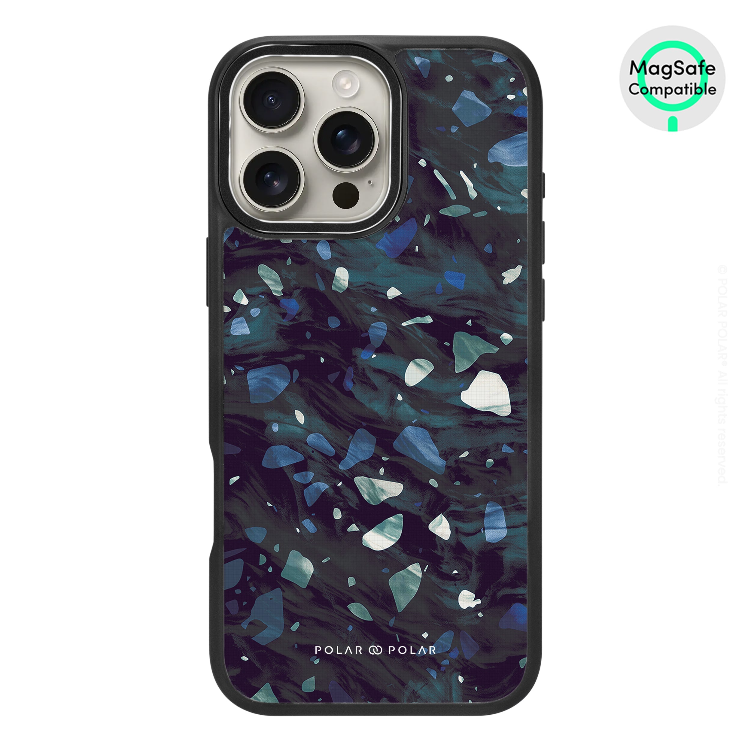 Nordic Terrazzo Gem - iPhone 16 Pro Max Frosted Black Bumper MagSafe Case