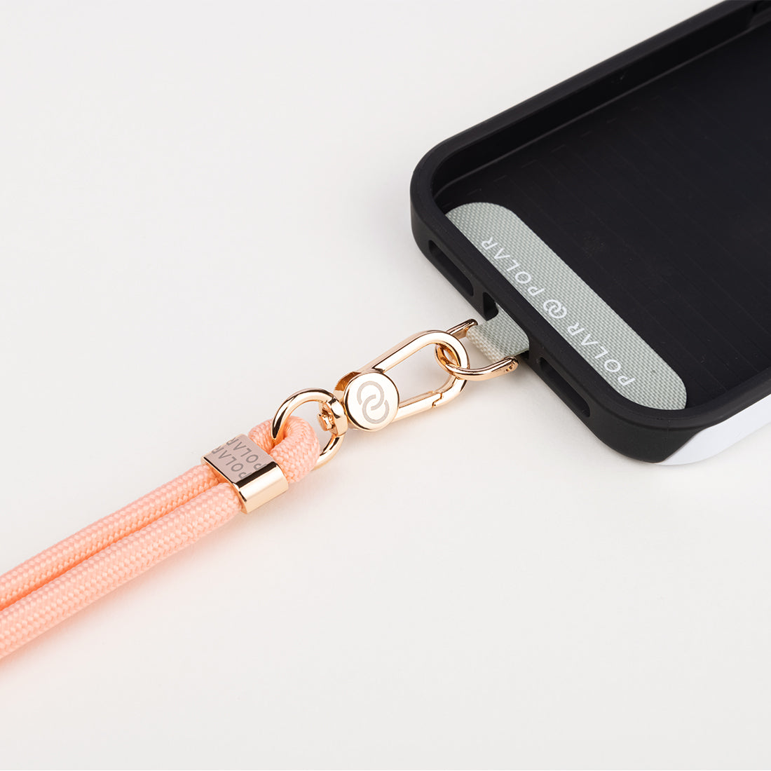 Peach Pink Crossbody Phone Strap with Card