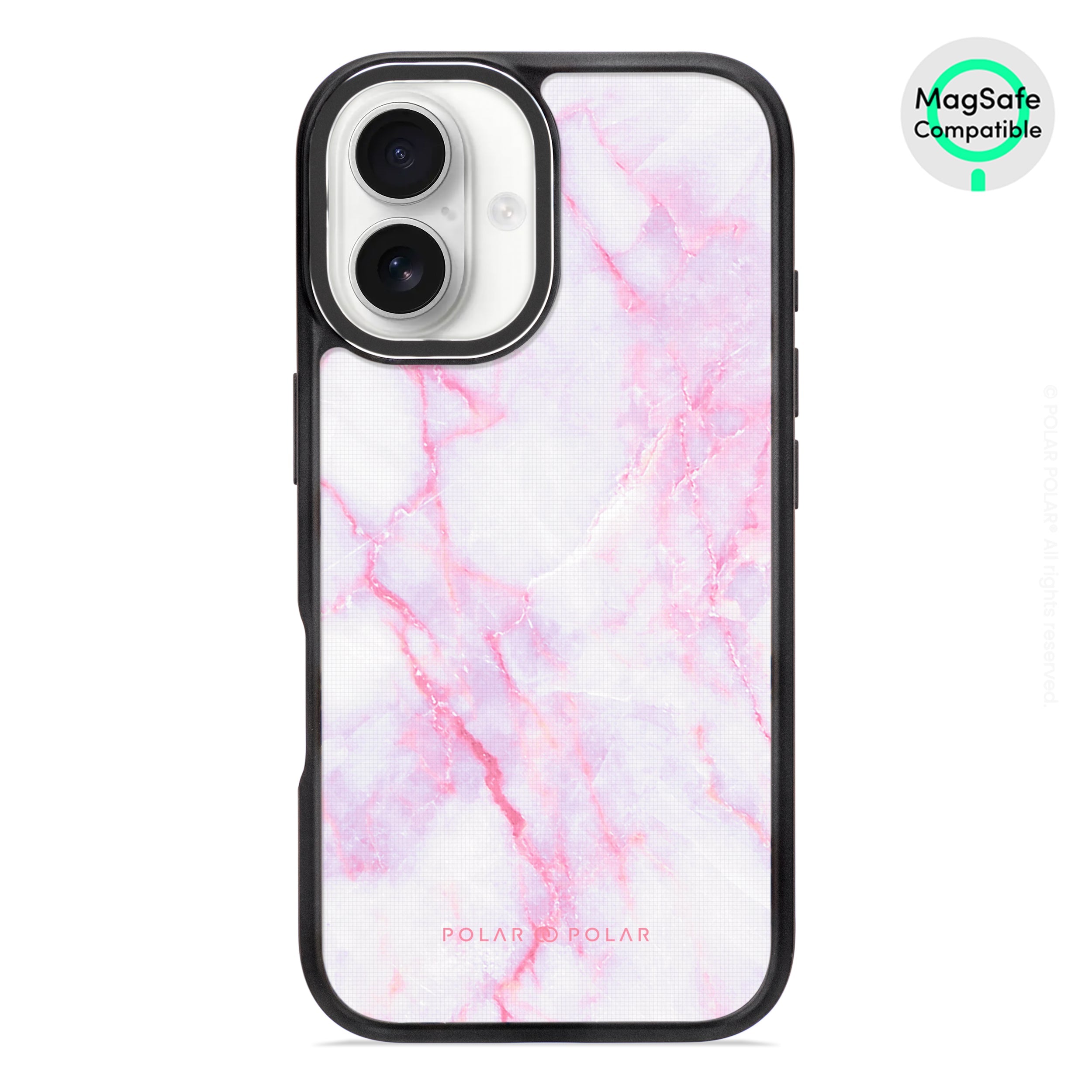 Pink White - iPhone 16 Frosted Black Bumper MagSafe Case