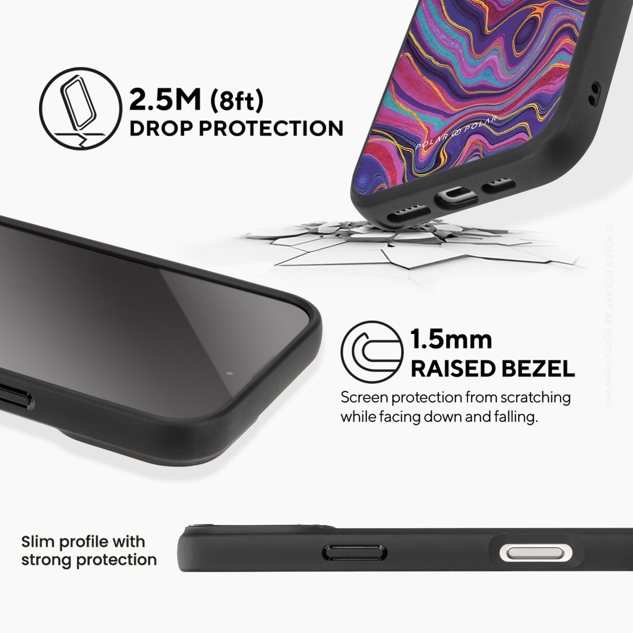 紫色流沙紋 - iPhone 16 Pro Max 黑磨砂防摔 MagSafe 手機殼