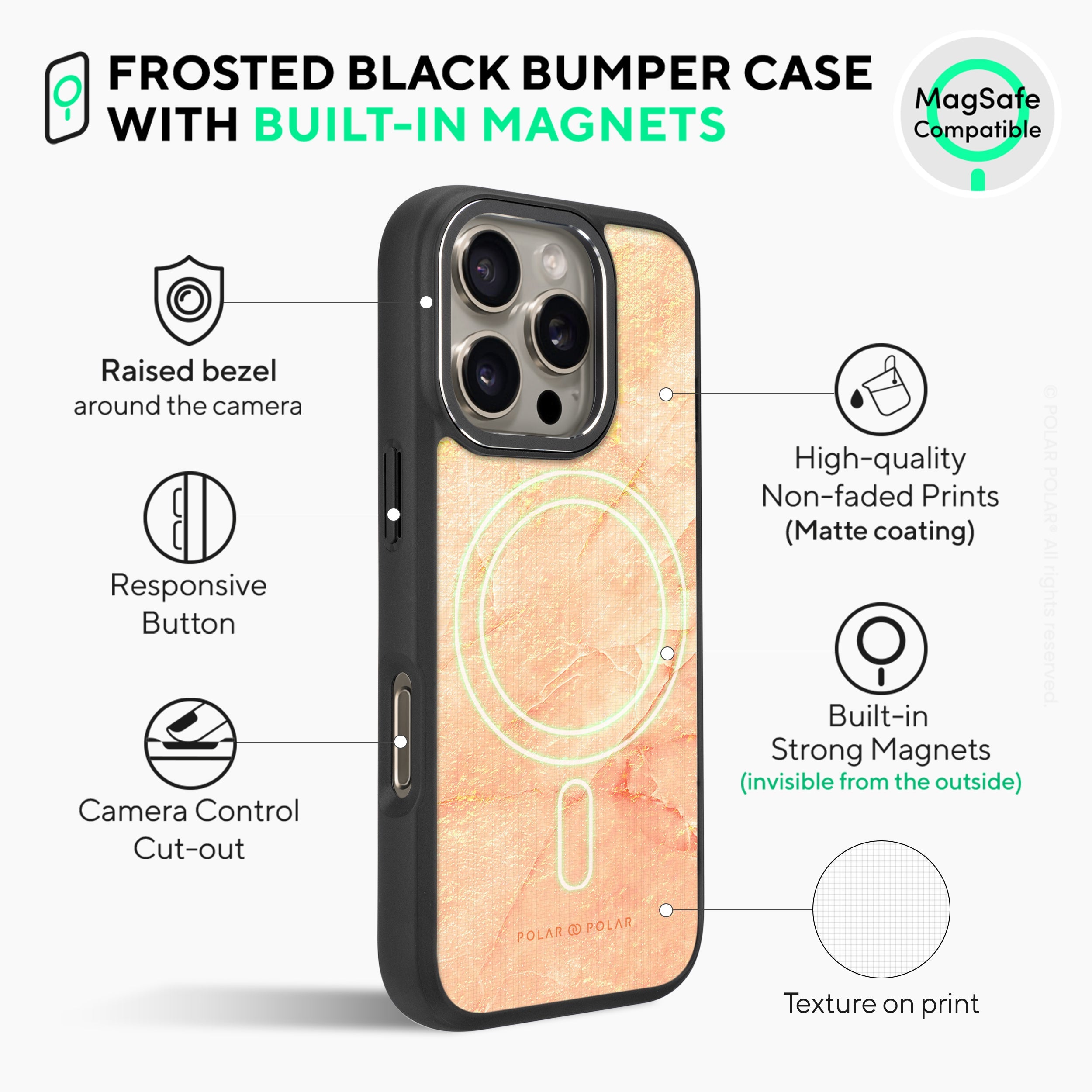 Sunset - iPhone 16 Pro Max Frosted Black Bumper MagSafe Case