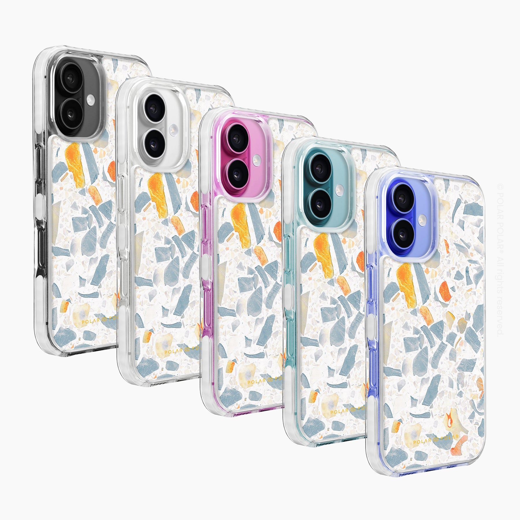 Terrazzo Grey - iPhone 16 Plus Clear Bumper MagSafe Case