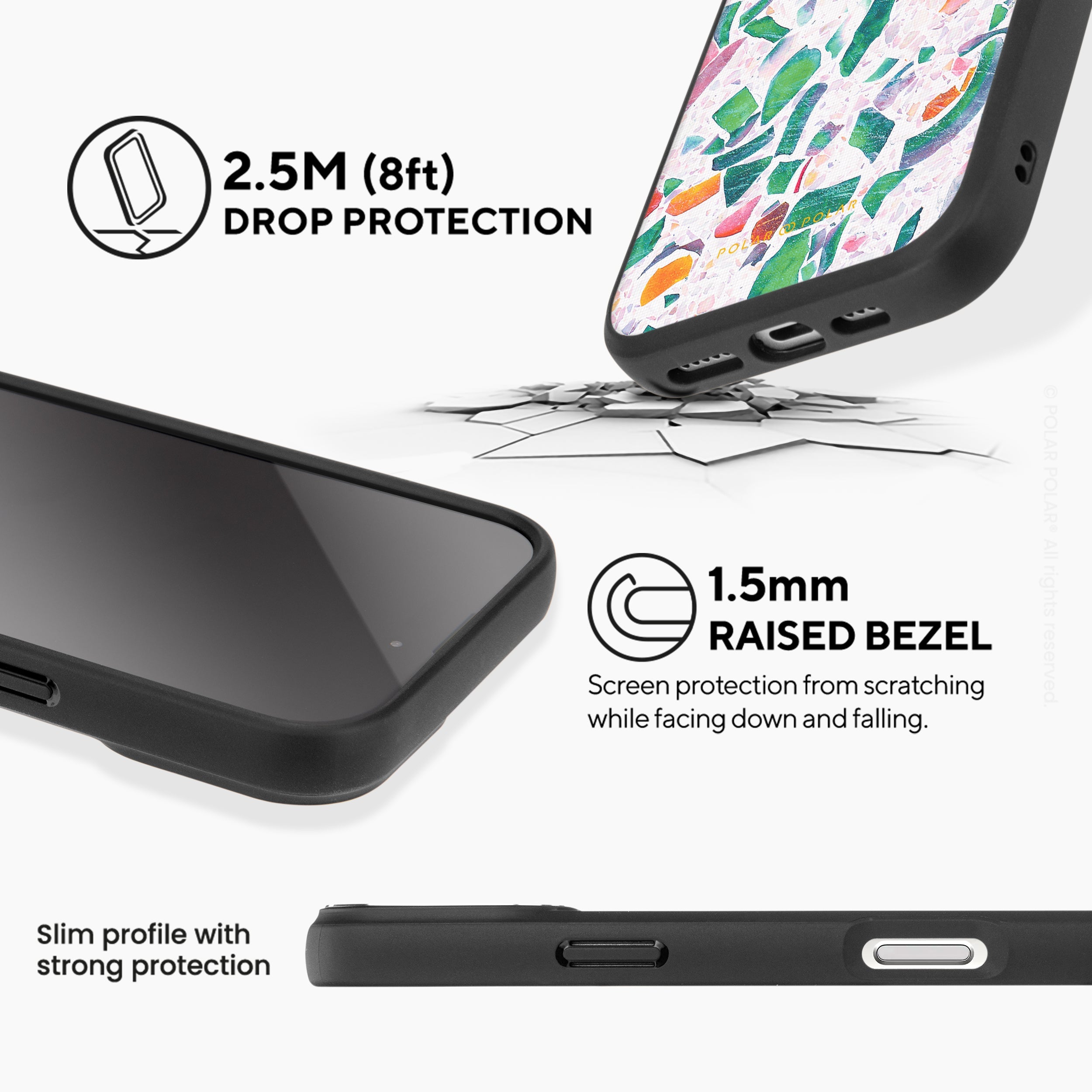 Terrazzo Lake Blue - iPhone 16 Pro Frosted Black Bumper MagSafe Case