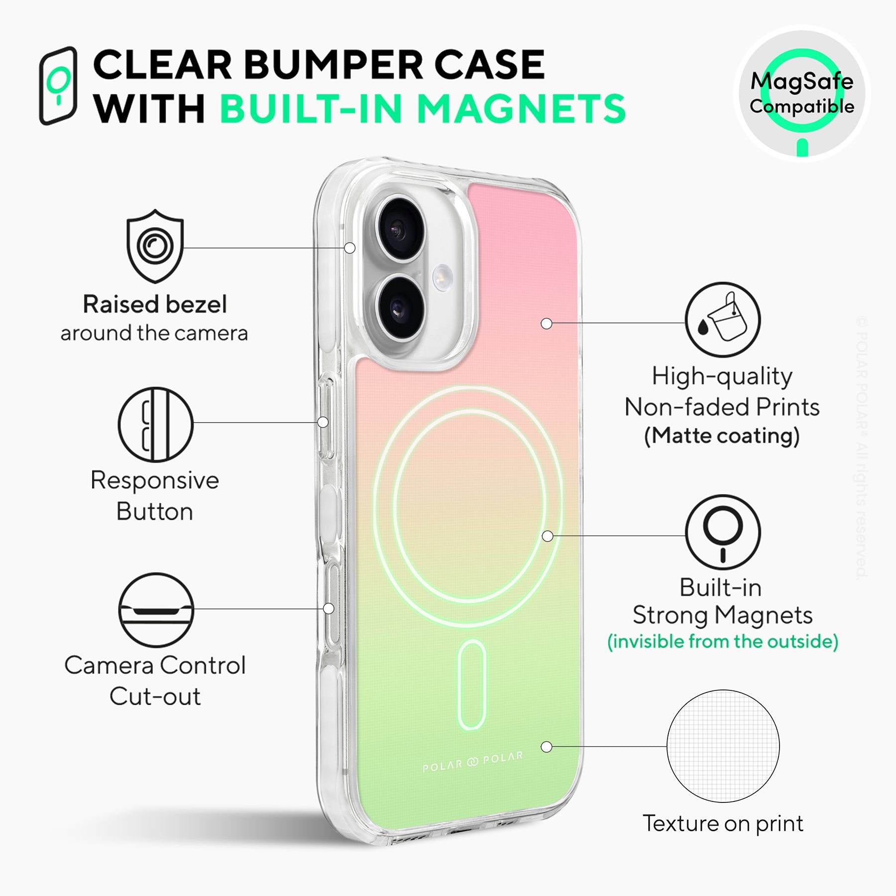 Watermelon Pastel - iPhone 16 Plus Clear Bumper MagSafe Case