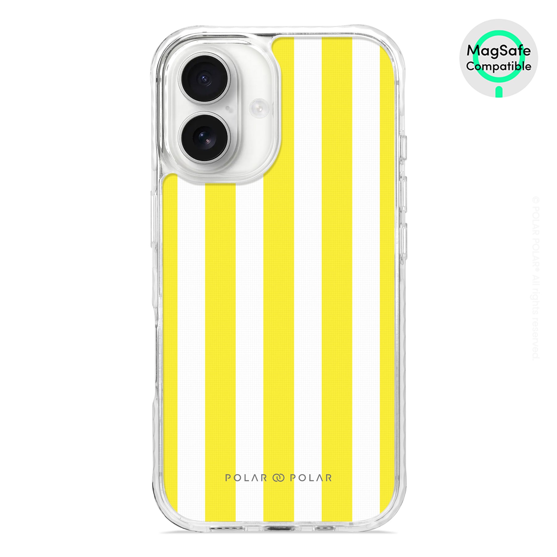 Yellow Stripe - iPhone 16 Clear Bumper MagSafe Case