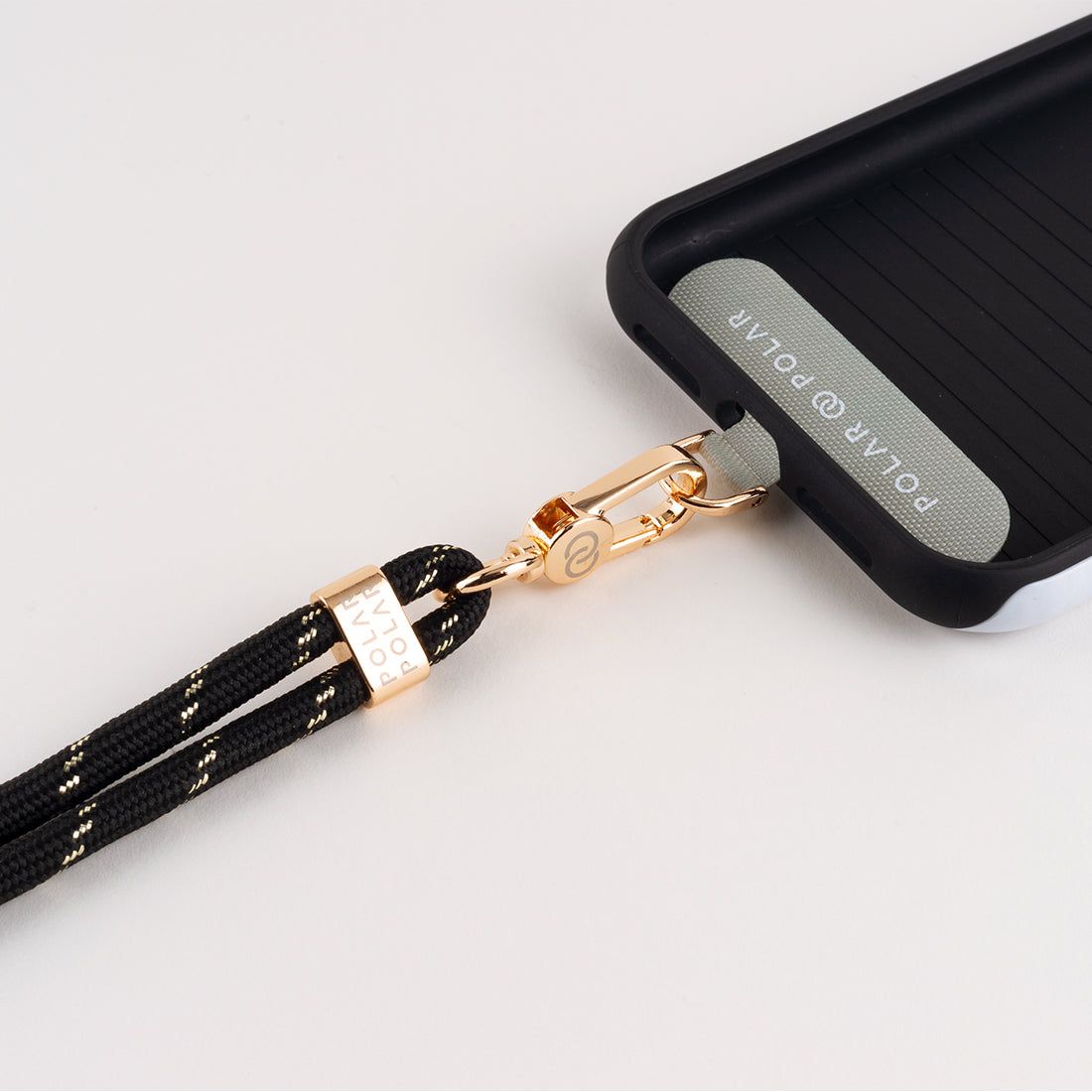 Black Gold Crossbody Phone Strap with Card