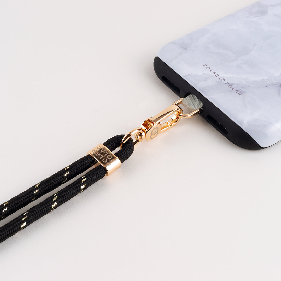 Black Gold Crossbody Phone Strap with Card