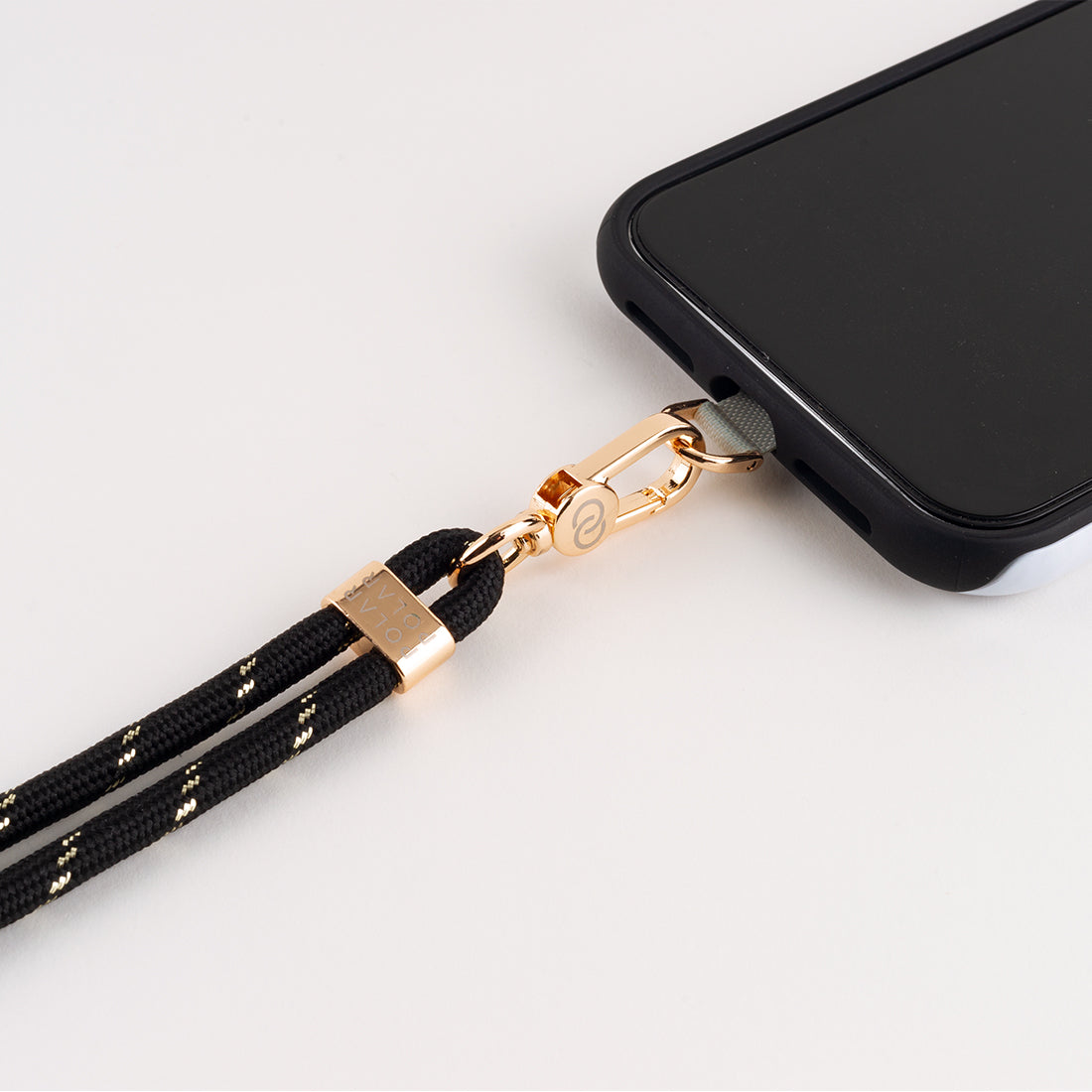 Black Gold Crossbody Phone Strap with Card