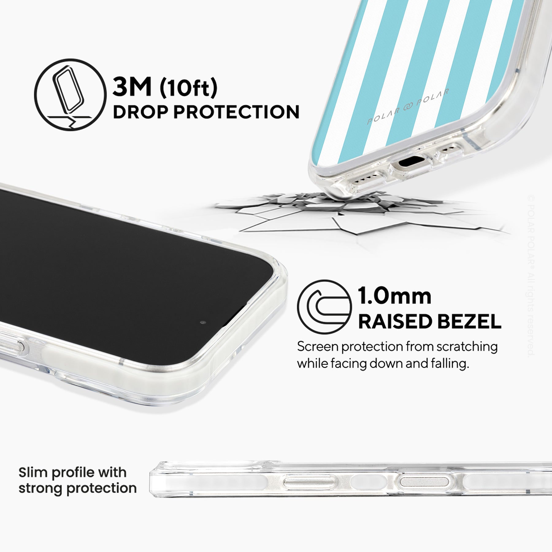 淡藍色直紋 - iPhone 16 Plus 透明邊防摔 MagSafe 手機殼