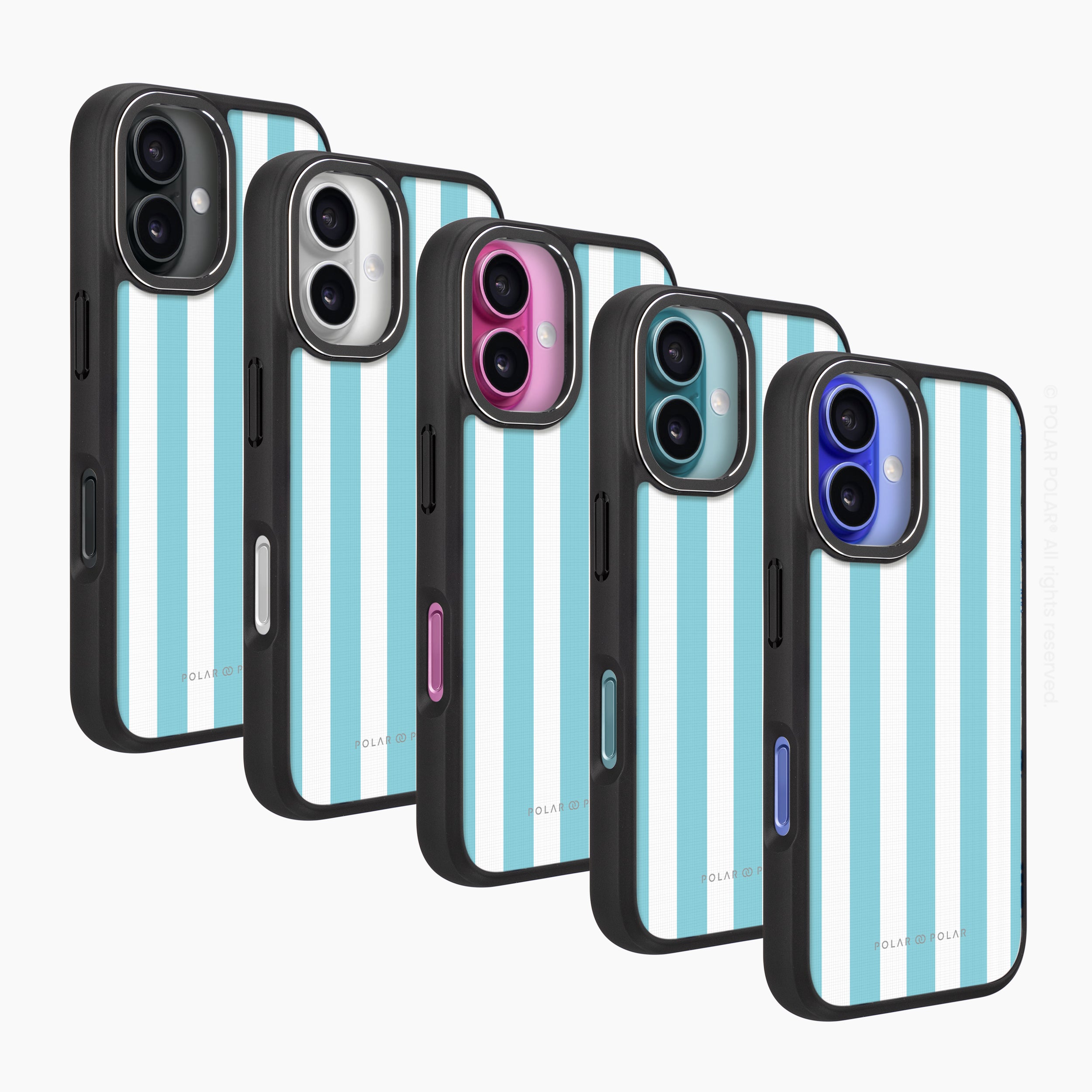 Baby Blue Stripe - iPhone 16 Frosted Black Bumper MagSafe Case