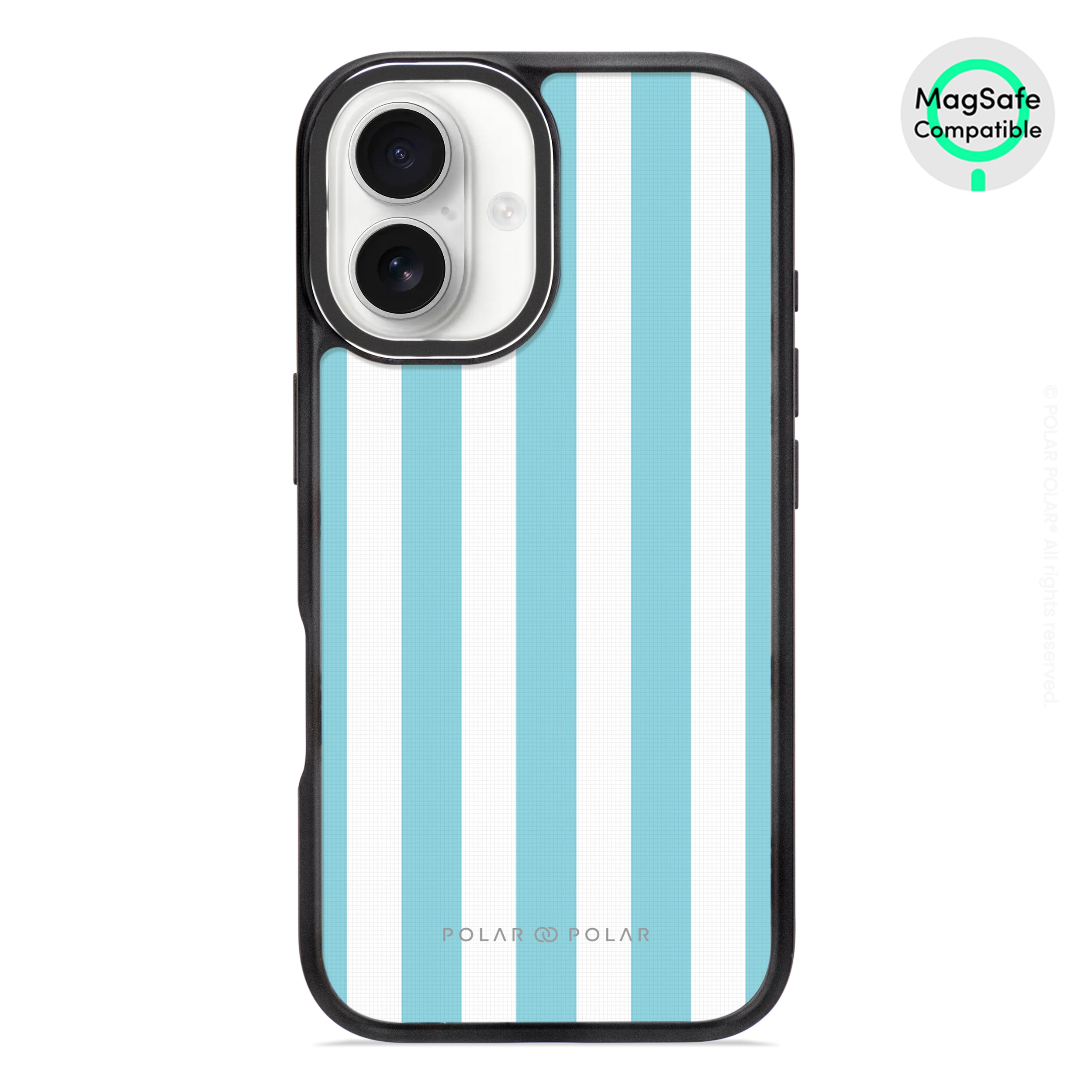 Baby Blue Stripe - iPhone 16 Frosted Black Bumper MagSafe Case