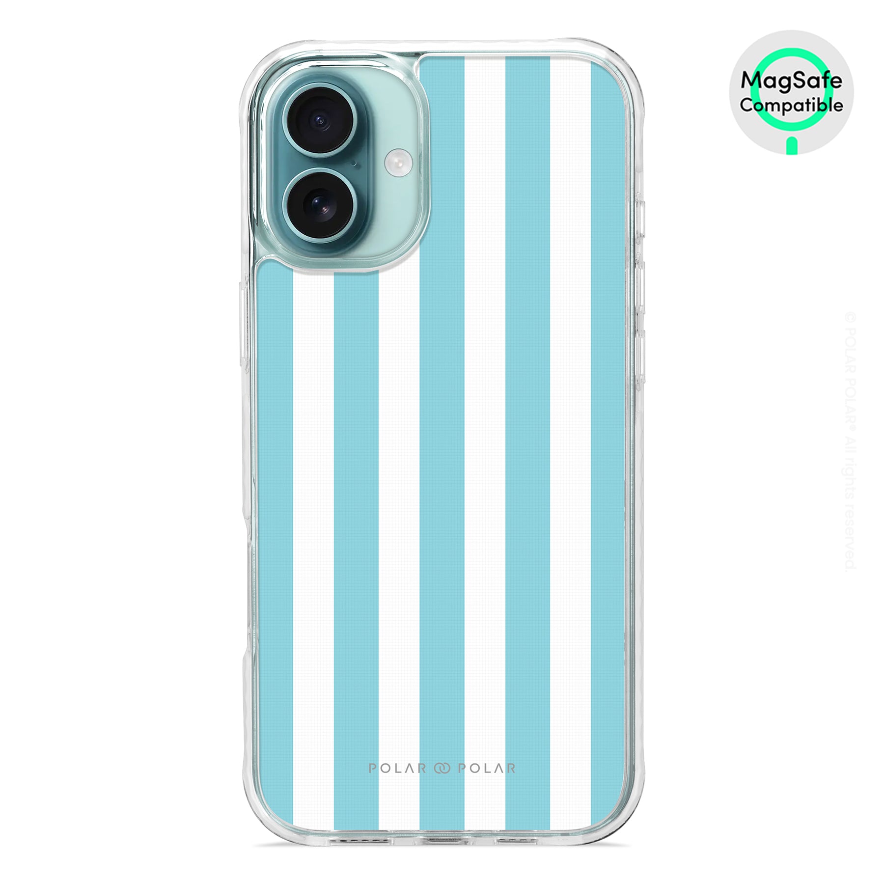 Baby Blue Stripe - iPhone 16 Plus Clear Bumper MagSafe Case