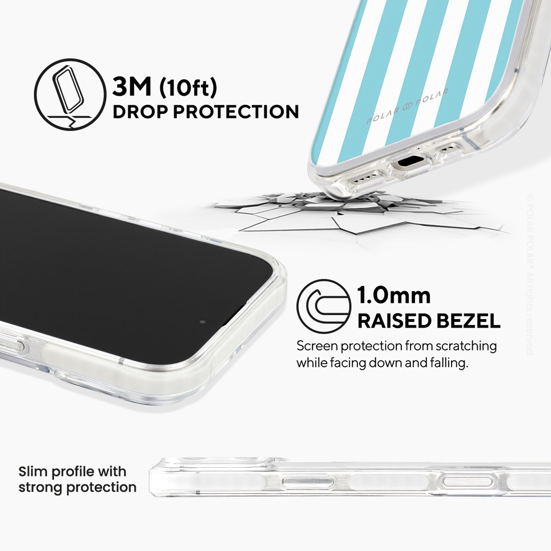 Baby Blue Stripe - iPhone 16 Pro Clear Bumper MagSafe Case