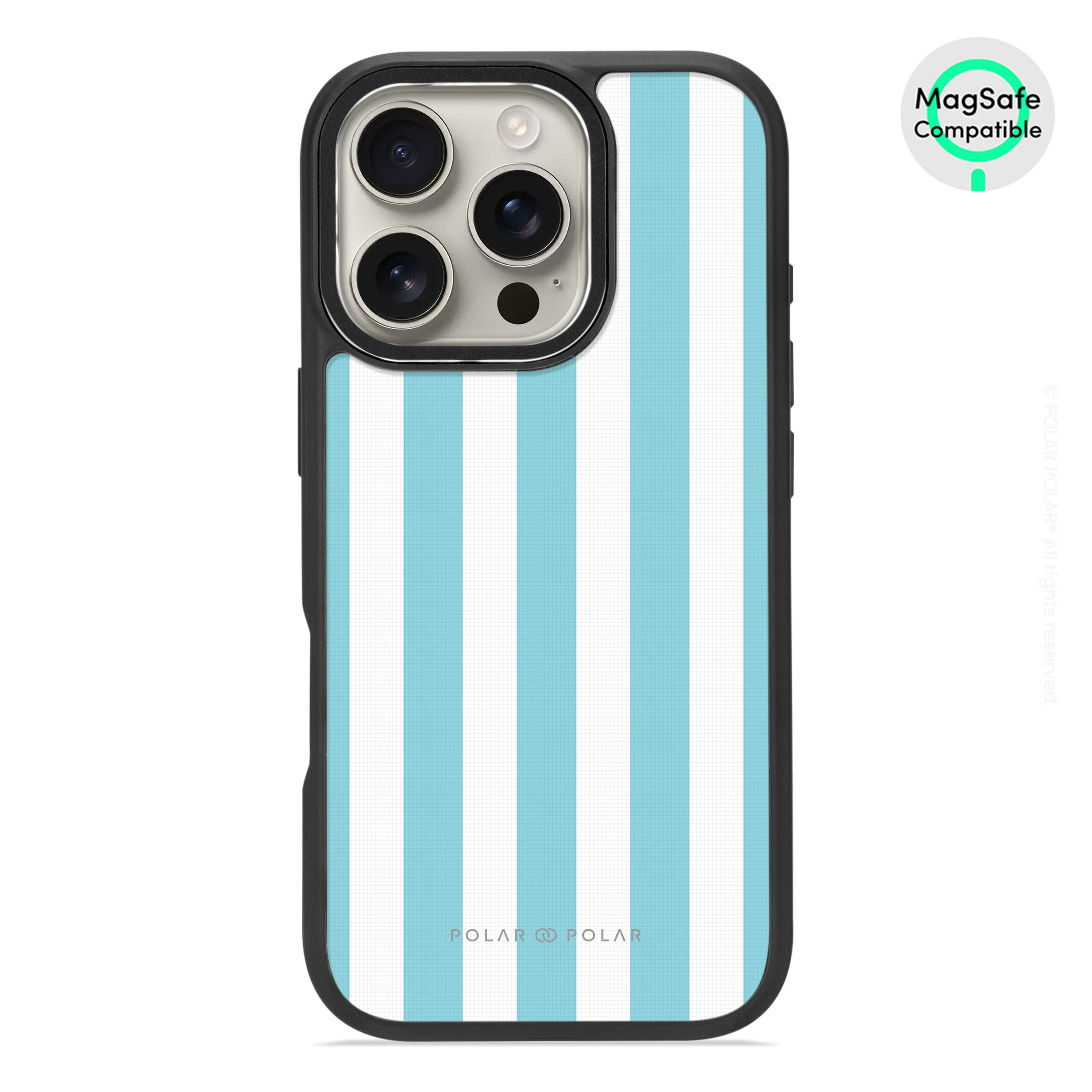 Baby Blue Stripe - iPhone 16 Pro Frosted Black Bumper MagSafe Case