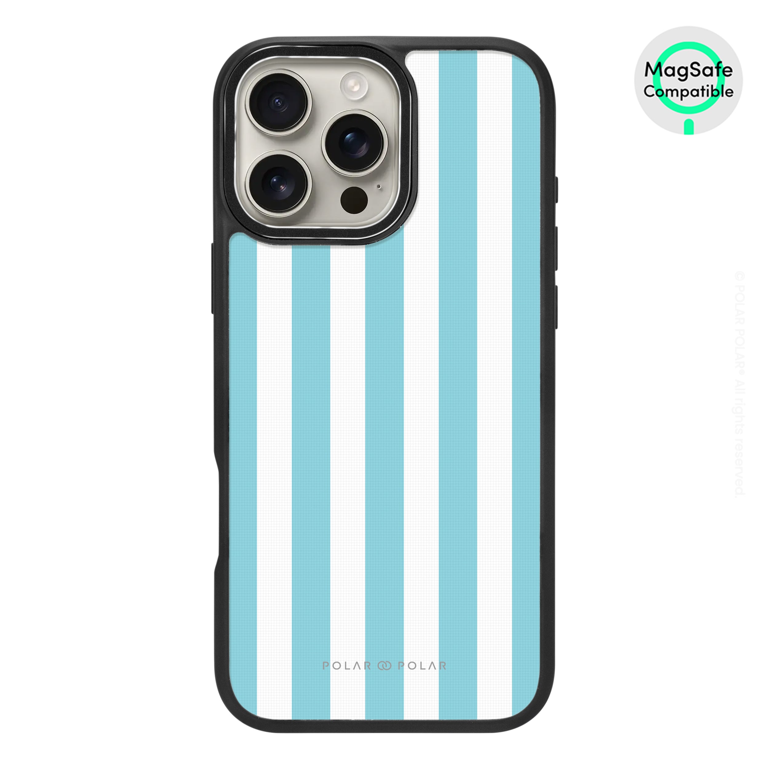 Baby Blue Stripe - iPhone 16 Pro Max Frosted Black Bumper MagSafe Case
