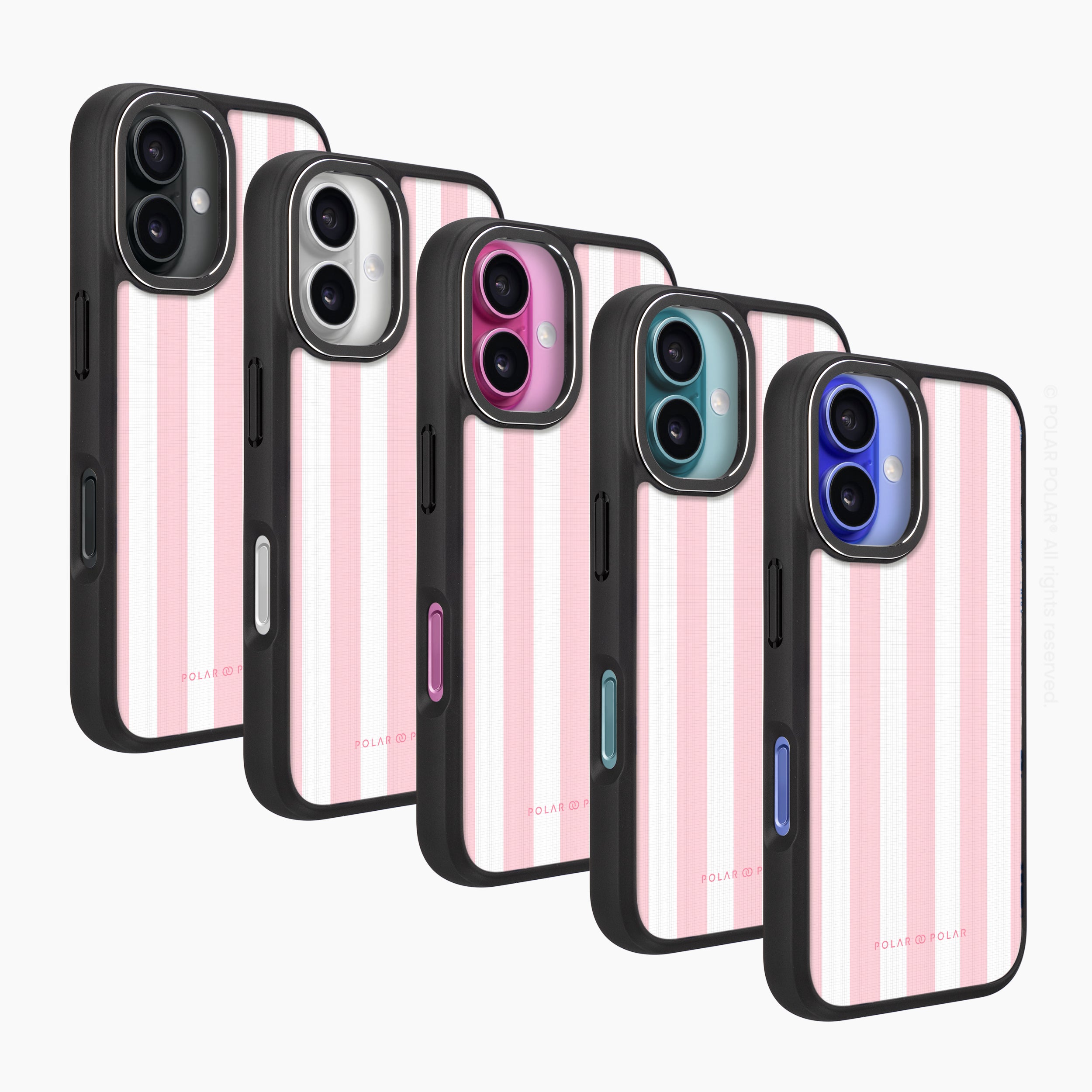 Baby Pink Stripe - iPhone 16 Frosted Black Bumper MagSafe Case