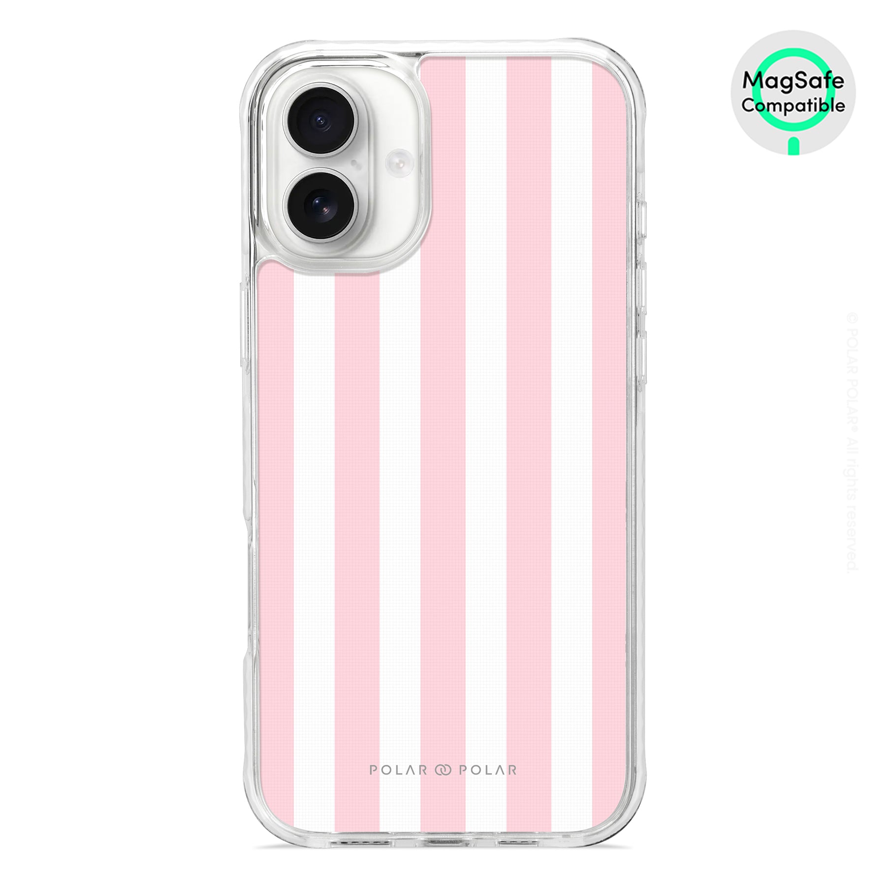 Baby Pink Stripe - iPhone 16 Plus Clear Bumper MagSafe Case