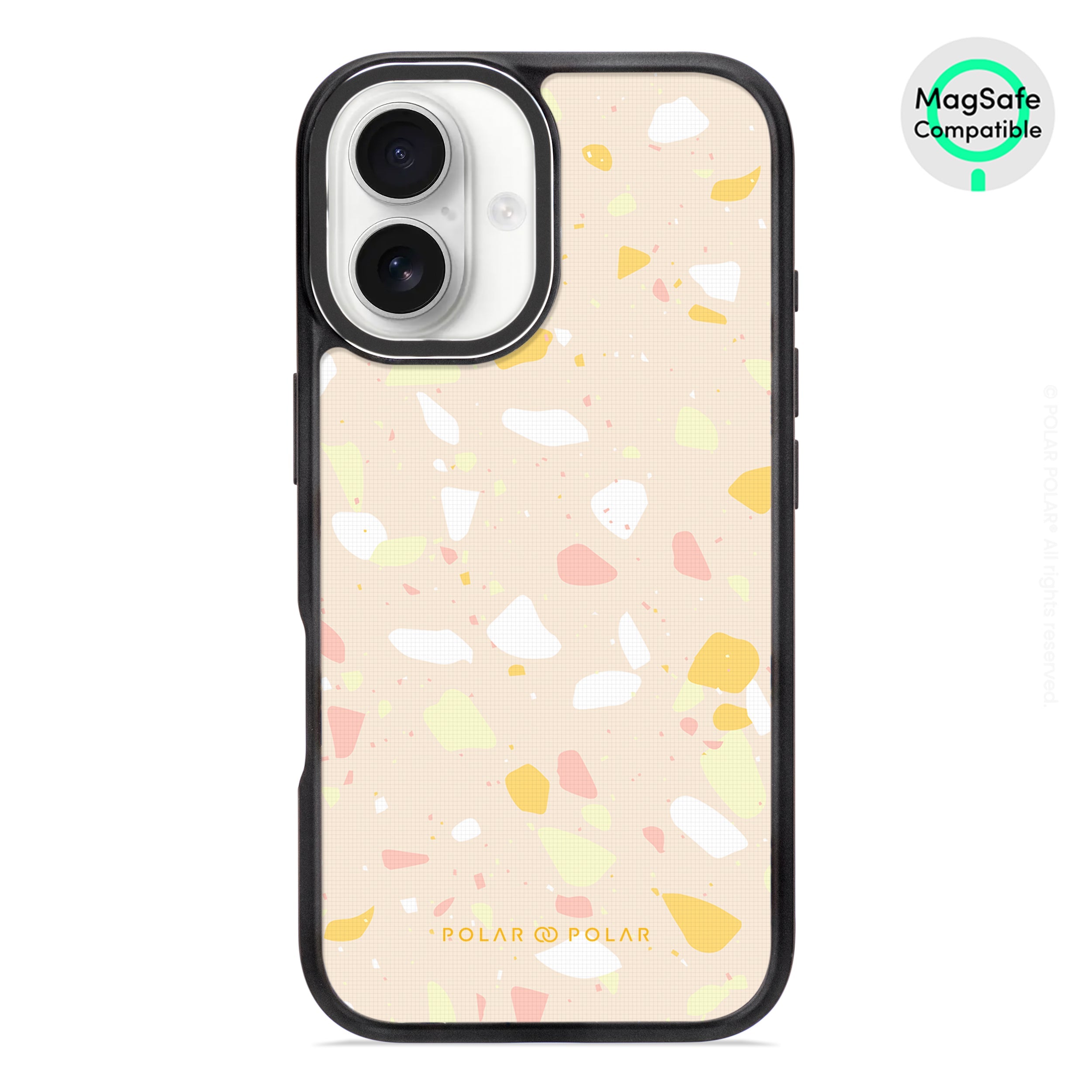 Beige Terrazzo - iPhone 16 Frosted Black Bumper MagSafe Case
