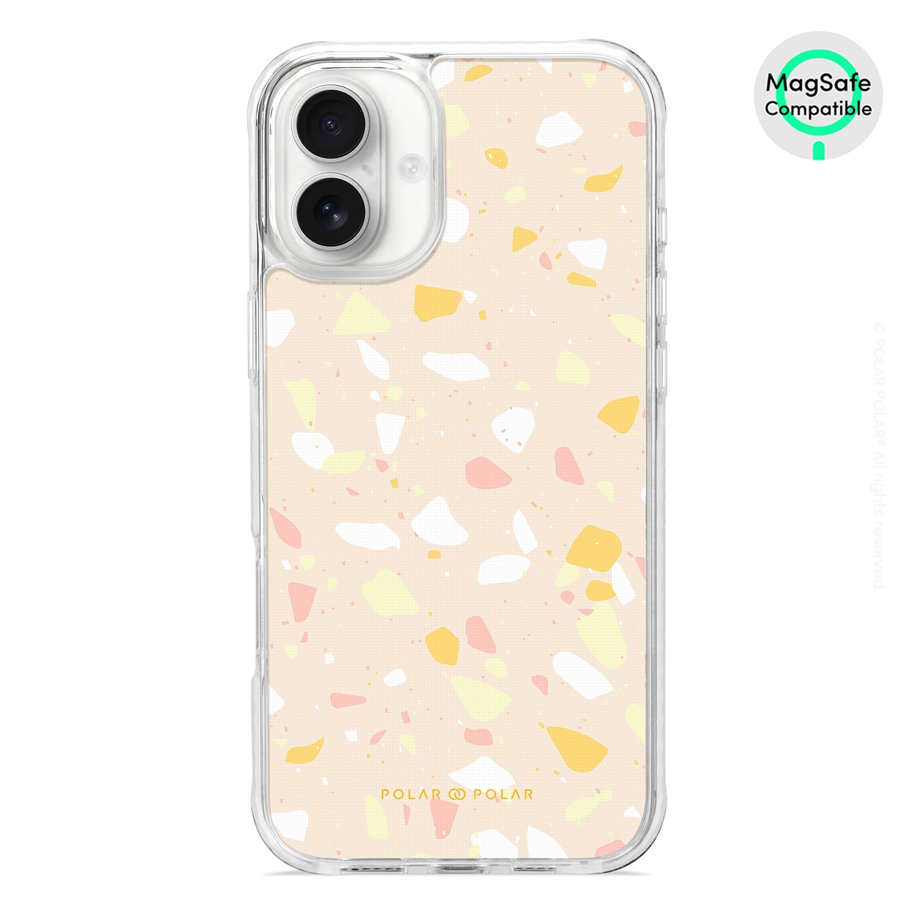 Beige Terrazzo - iPhone 16 Plus Clear Bumper MagSafe Case