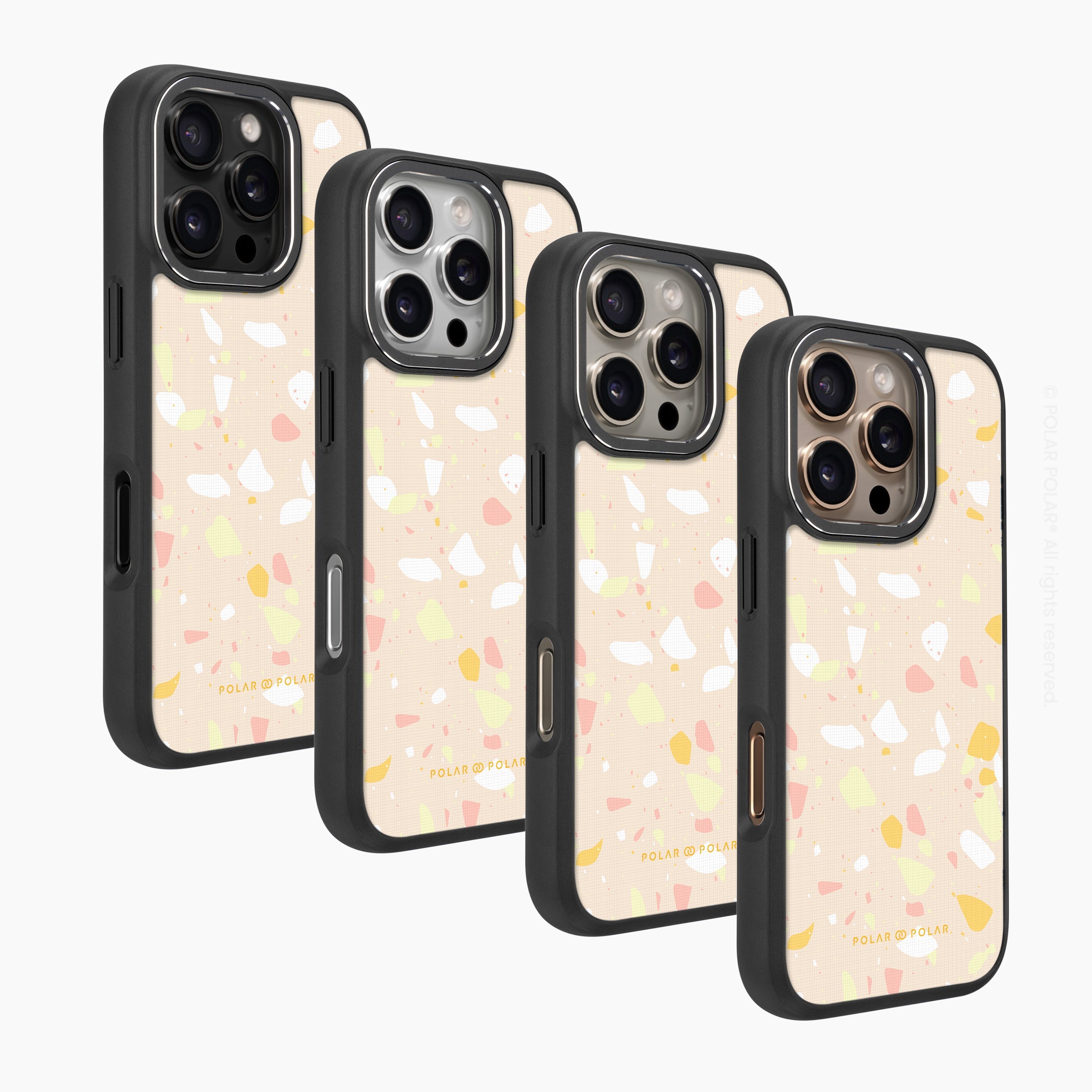 Beige Terrazzo - iPhone 16 Pro Frosted Black Bumper MagSafe Case