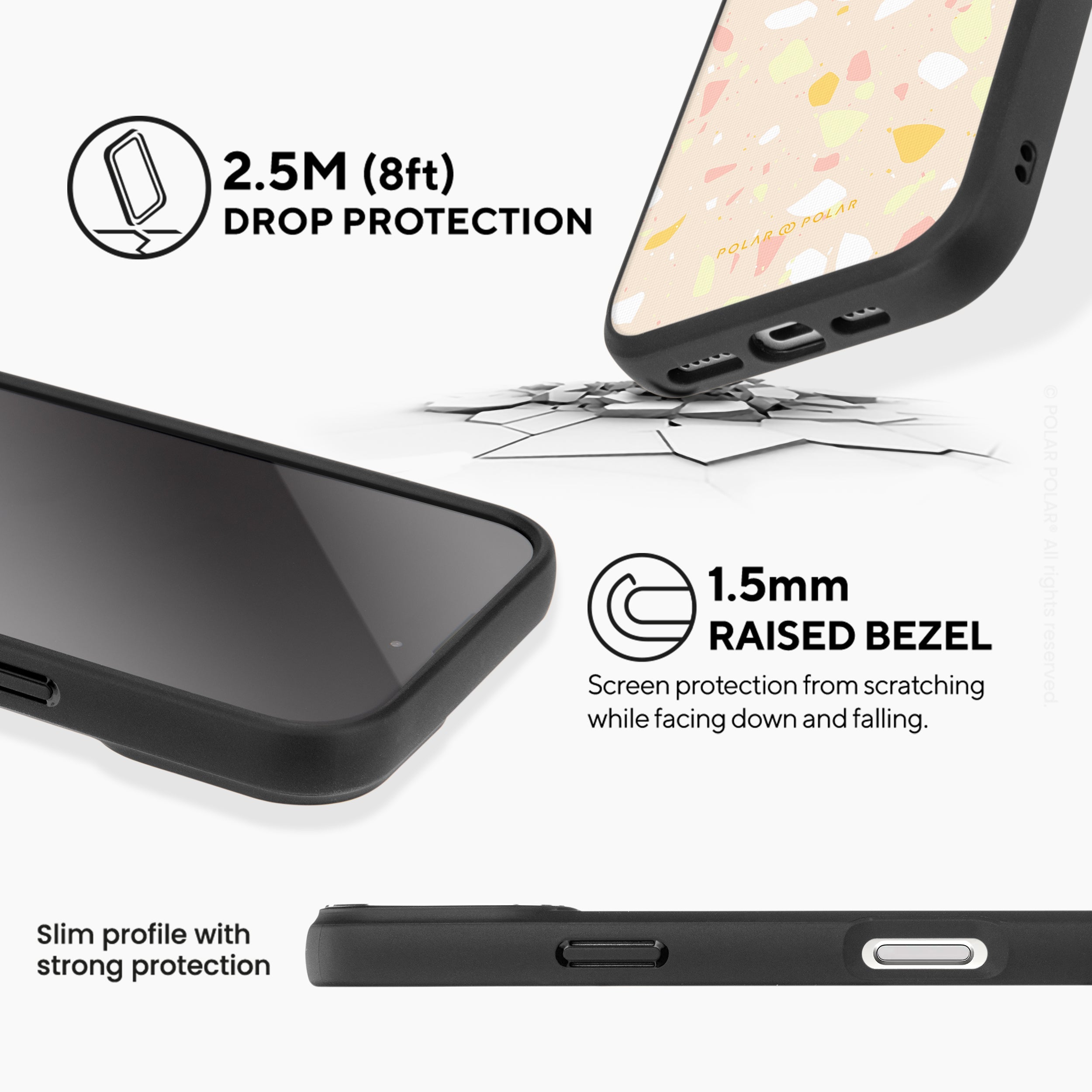 Beige Terrazzo - iPhone 16 Pro Max Frosted Black Bumper MagSafe Case