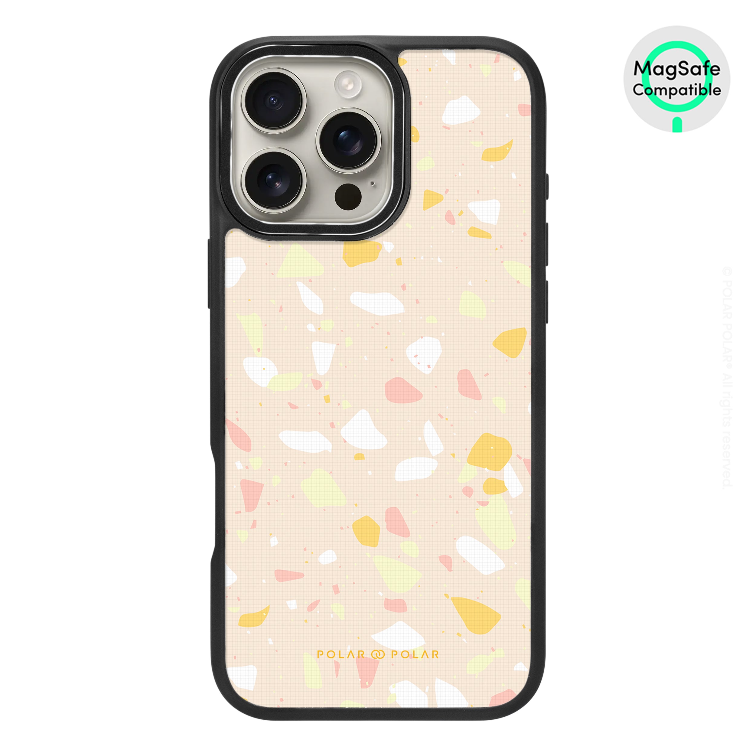 Beige Terrazzo - iPhone 16 Pro Max Frosted Black Bumper MagSafe Case