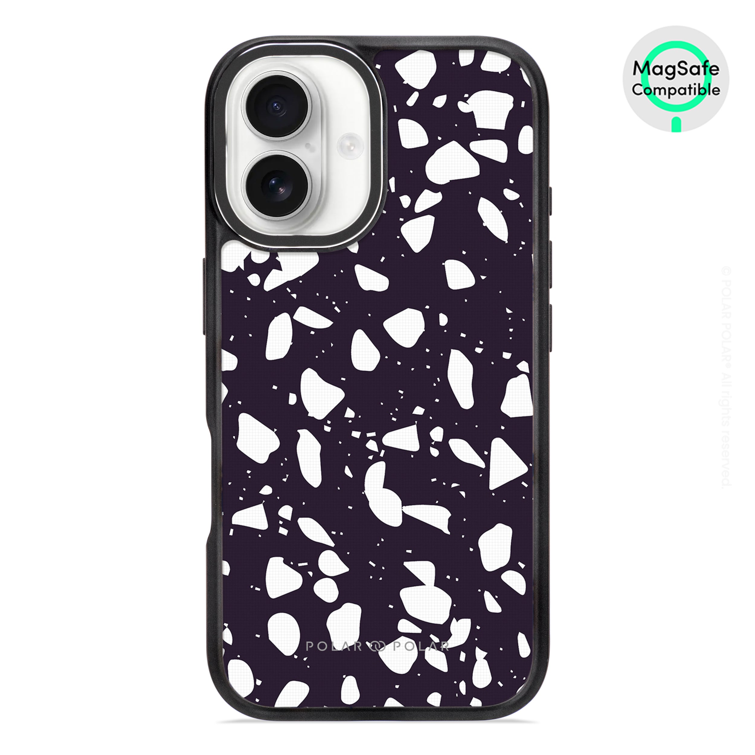 Black Rocky Road Terrazzo - iPhone 16 Frosted Black Bumper MagSafe Case