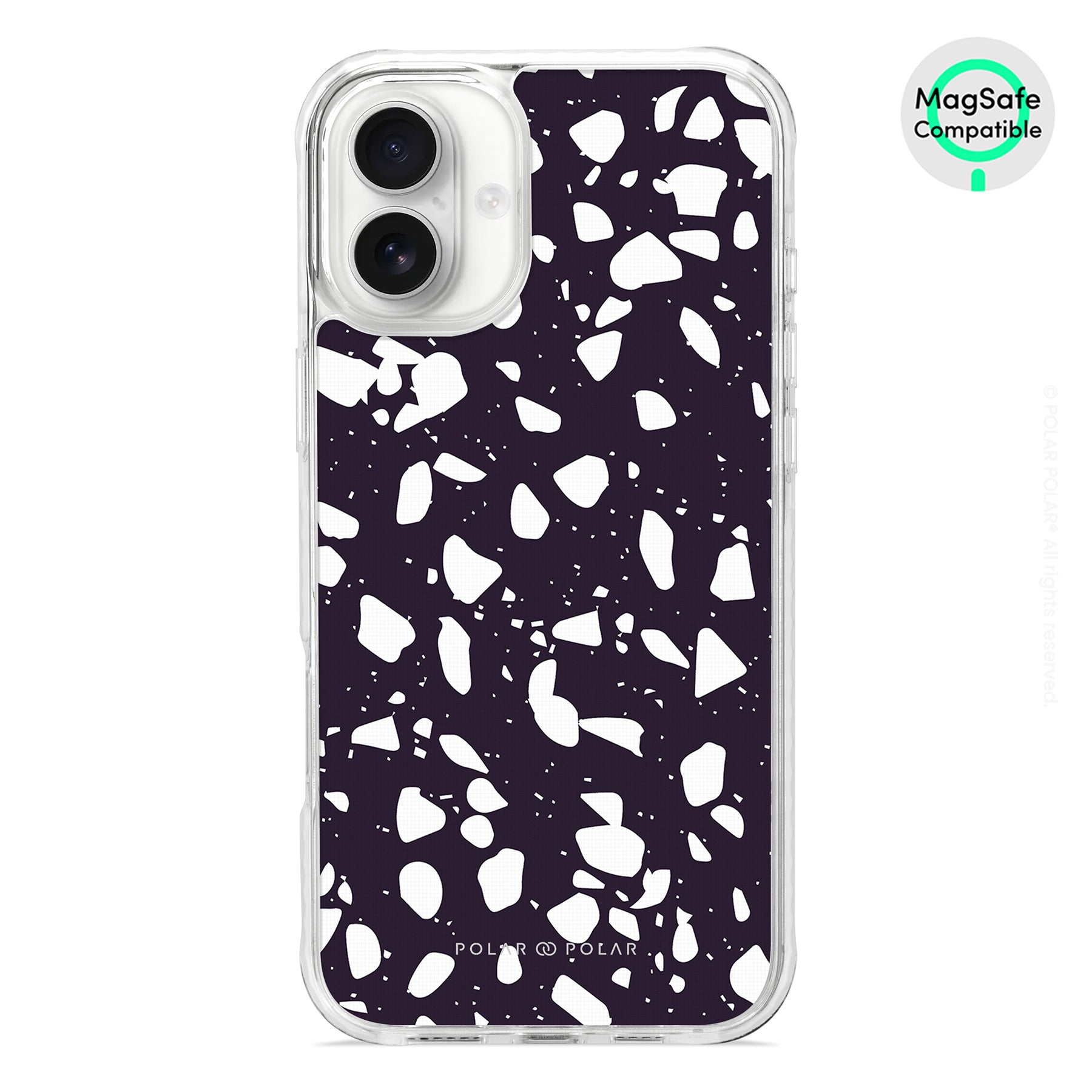Black Rocky Road Terrazzo - iPhone 16 Plus Clear Bumper MagSafe Case