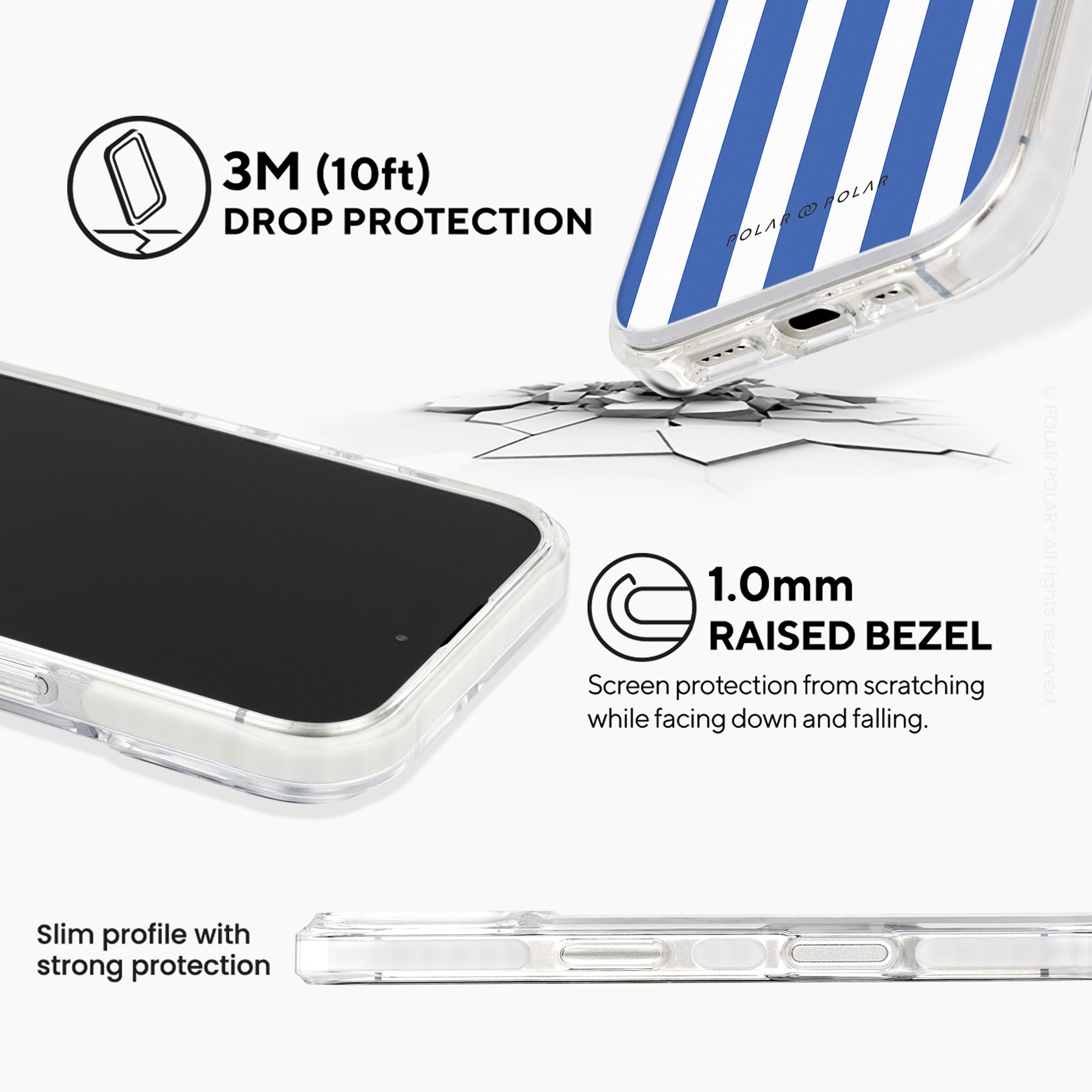 Blue Stripe - iPhone 16 Plus Clear Bumper MagSafe Case