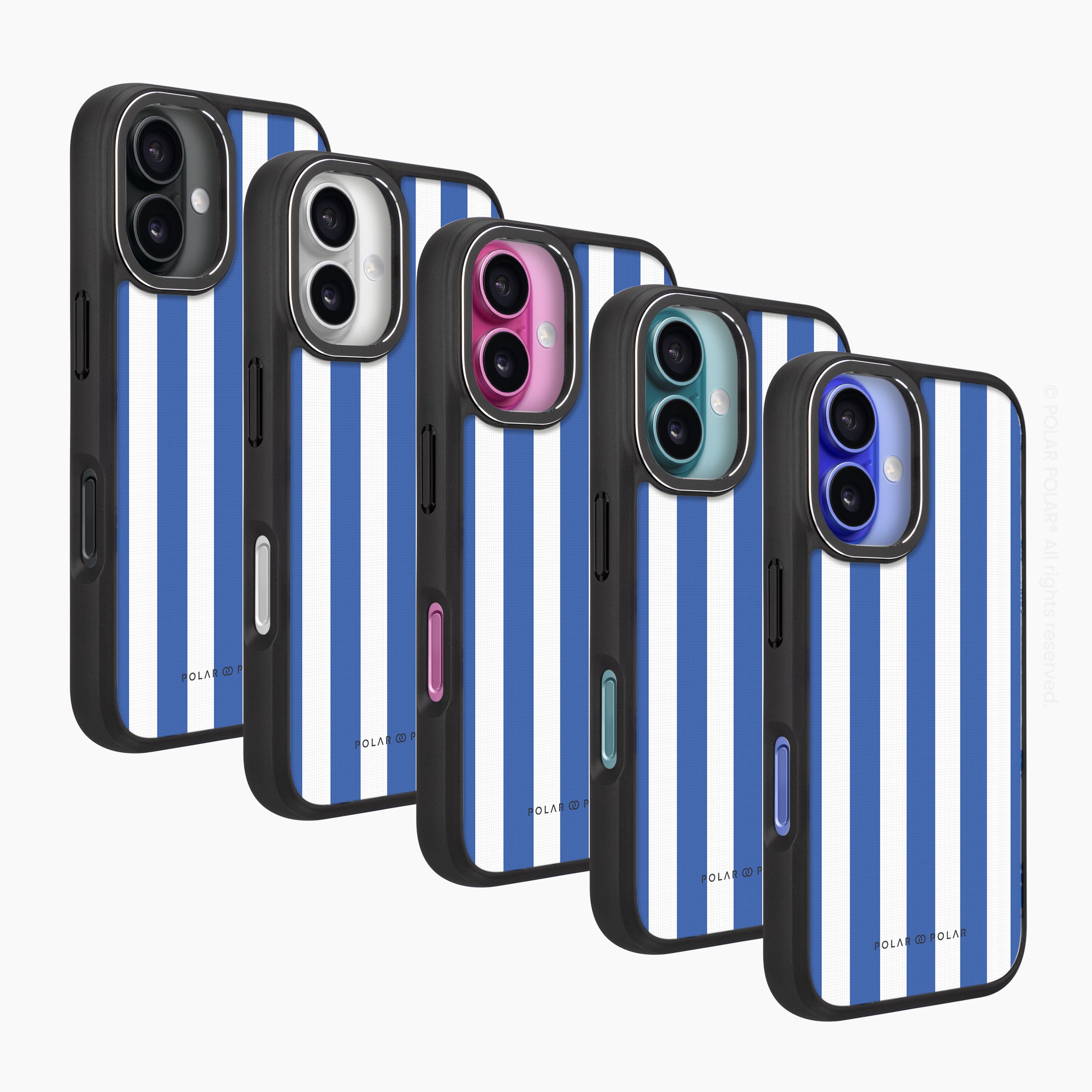 Blue Stripe - iPhone 16 Frosted Black Bumper MagSafe Case