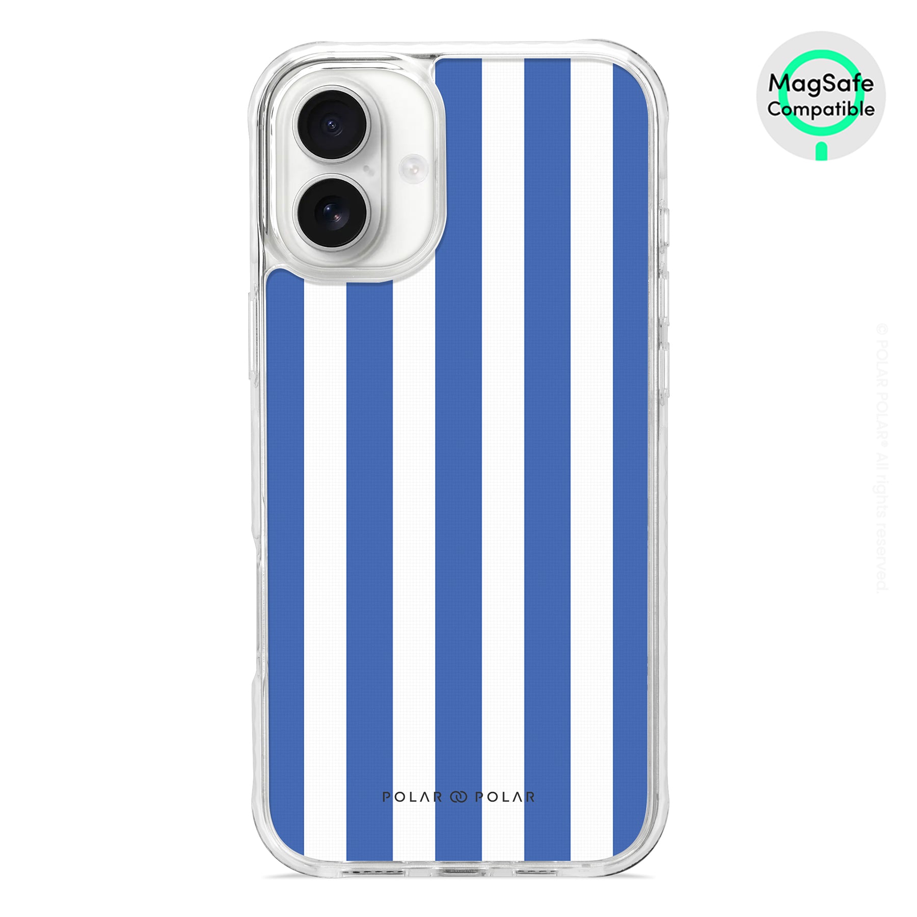 Blue Stripe - iPhone 16 Plus Clear Bumper MagSafe Case