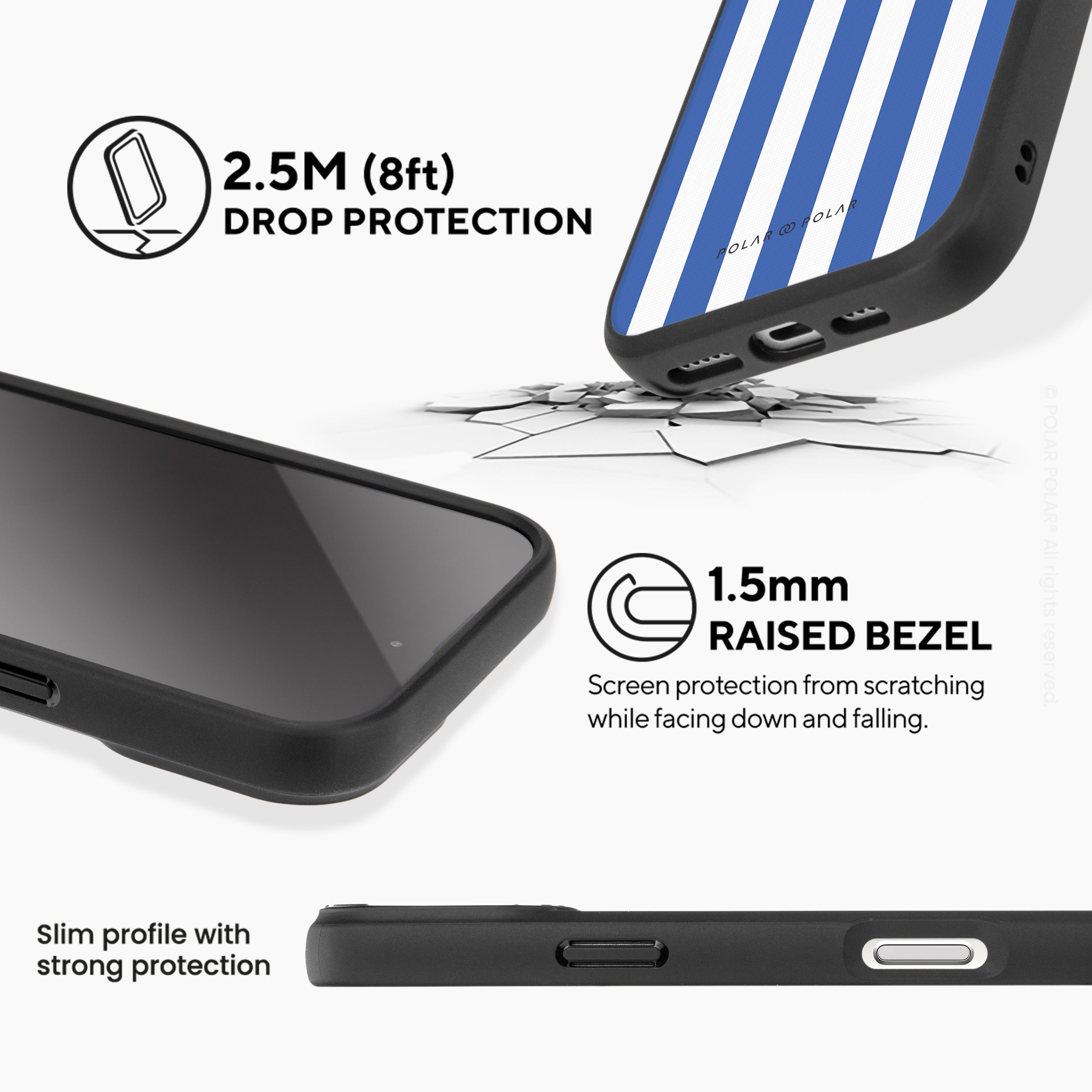 Blue Stripe - iPhone 16 Pro Frosted Black Bumper MagSafe Case