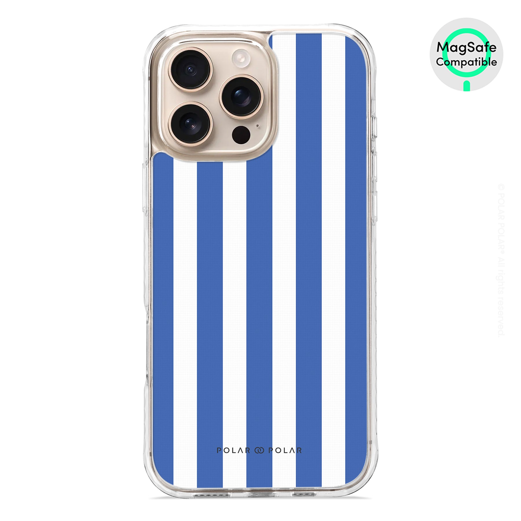 Blue Stripe - iPhone 16 Pro Max Clear Bumper MagSafe Case
